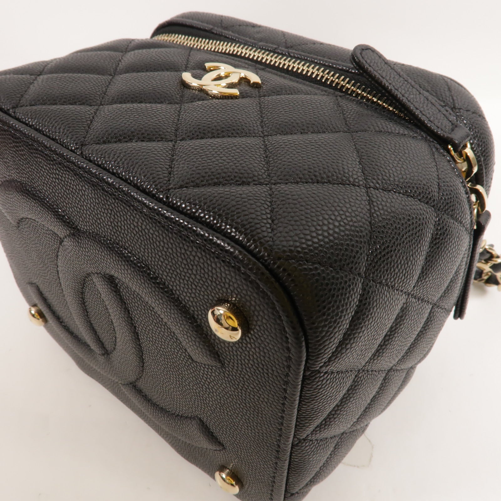 CHANEL 牛皮皮革Vanity Case鏈帶肩背袋
