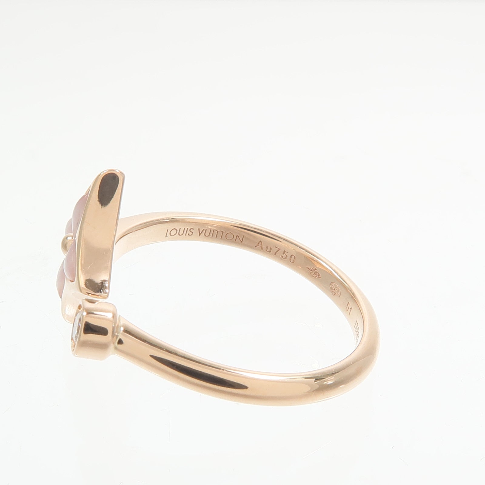 LOUIS VUITTON 18K玫瑰金Colour Blossom Mini Star Ring珍珠母貝/鑽石戒指
