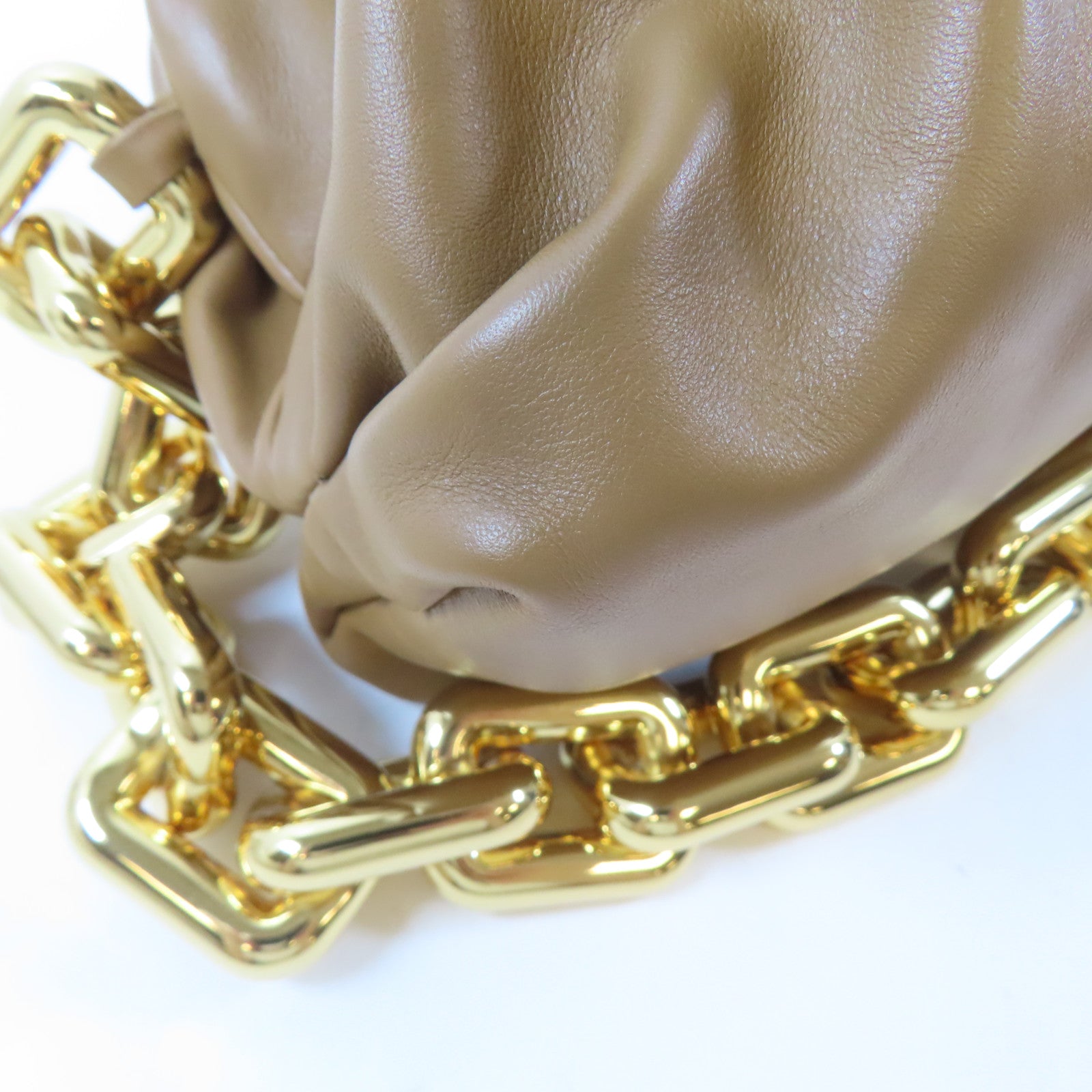 BOTTEGA VENETA 【激減優惠】牛皮皮革Chain Shoulder Bag金扣肩背袋啡色