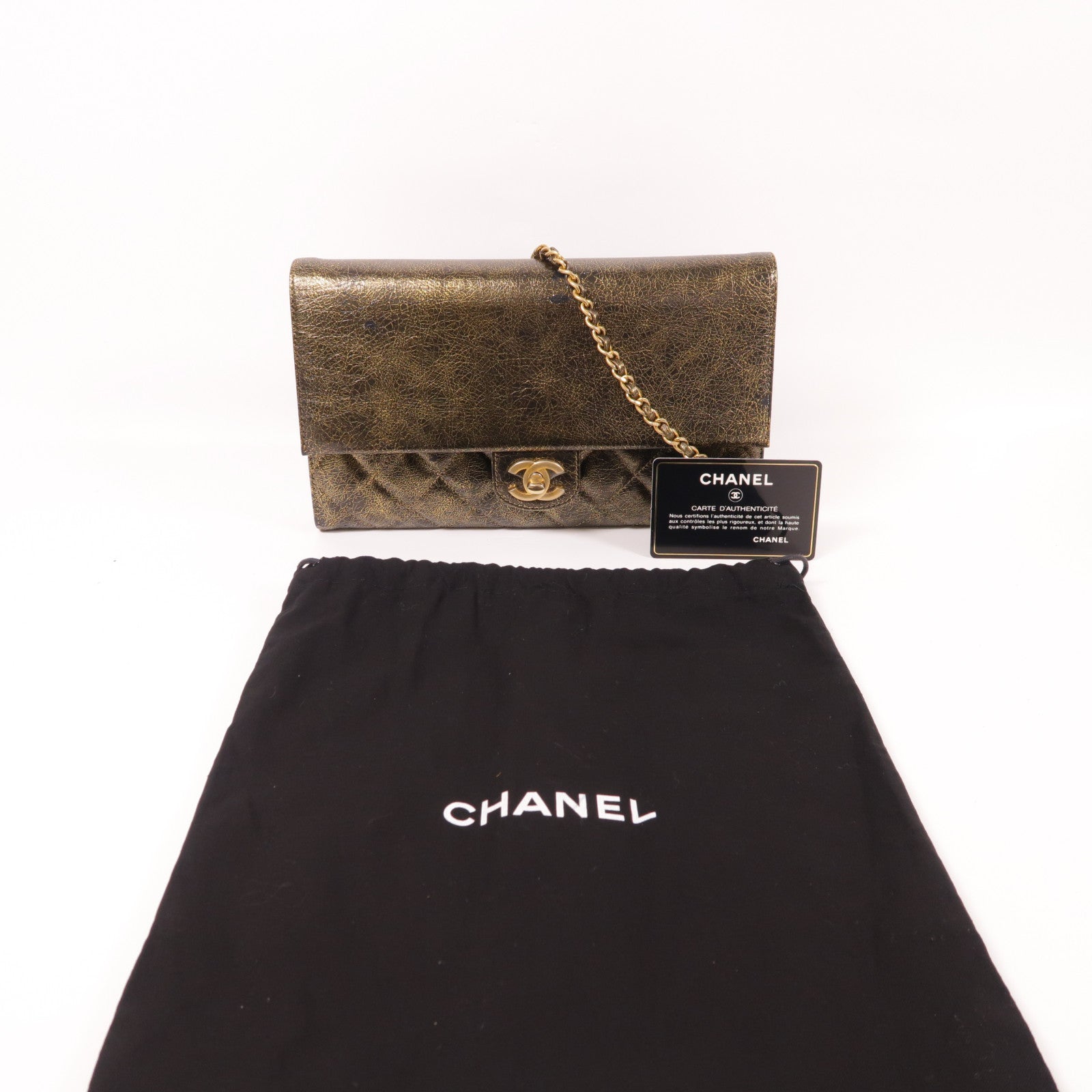 CHANEL CC GHW Chain Shoulder Bag Calfskin Leather Gold
