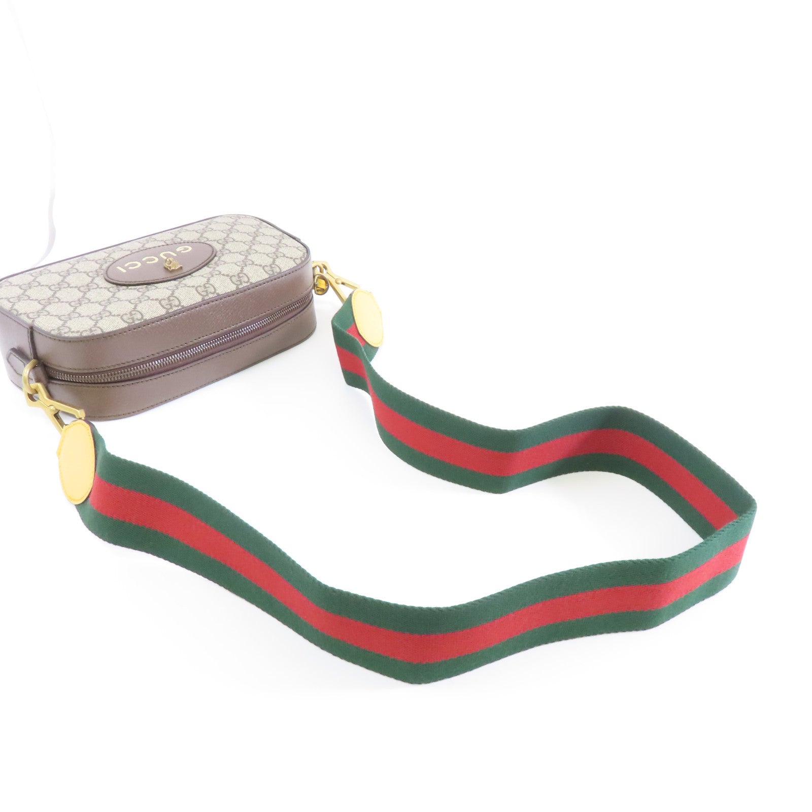GUCCI 塗層帆布Neo Vintage GG Supreme金扣肩背袋棕色
