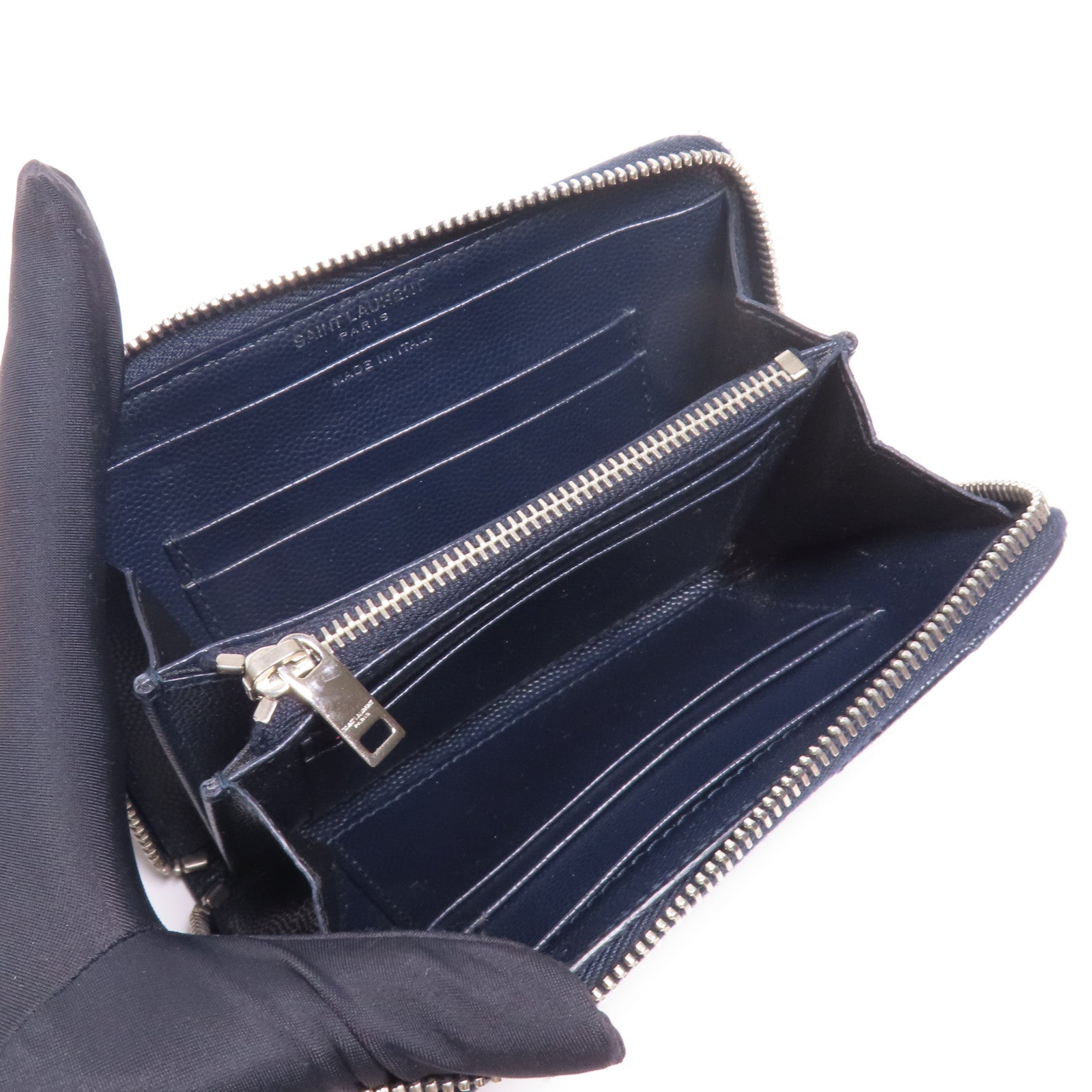 SAINT LAURENT 牛皮皮革Wallet銀扣錢包