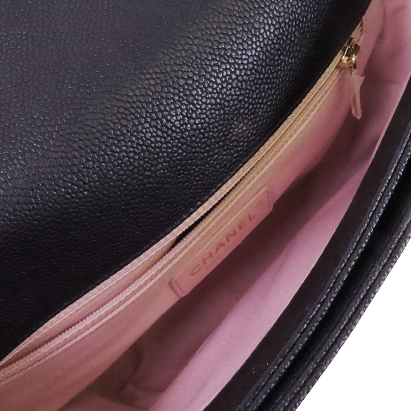 CHANEL 牛皮皮革Chain Shoulder金扣鏈帶手挽肩背兩用袋