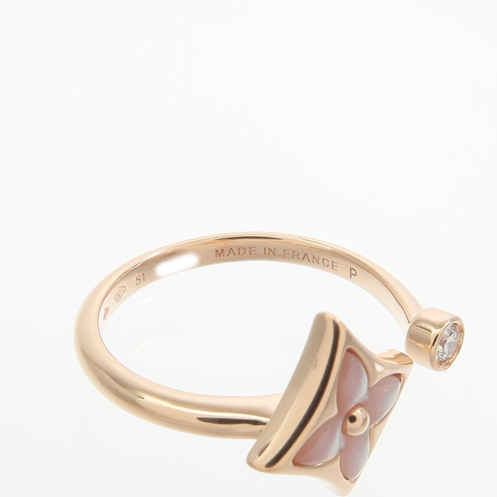 LOUIS VUITTON 18K玫瑰金Colour Blossom Mini Star Ring珍珠母貝/鑽石戒指