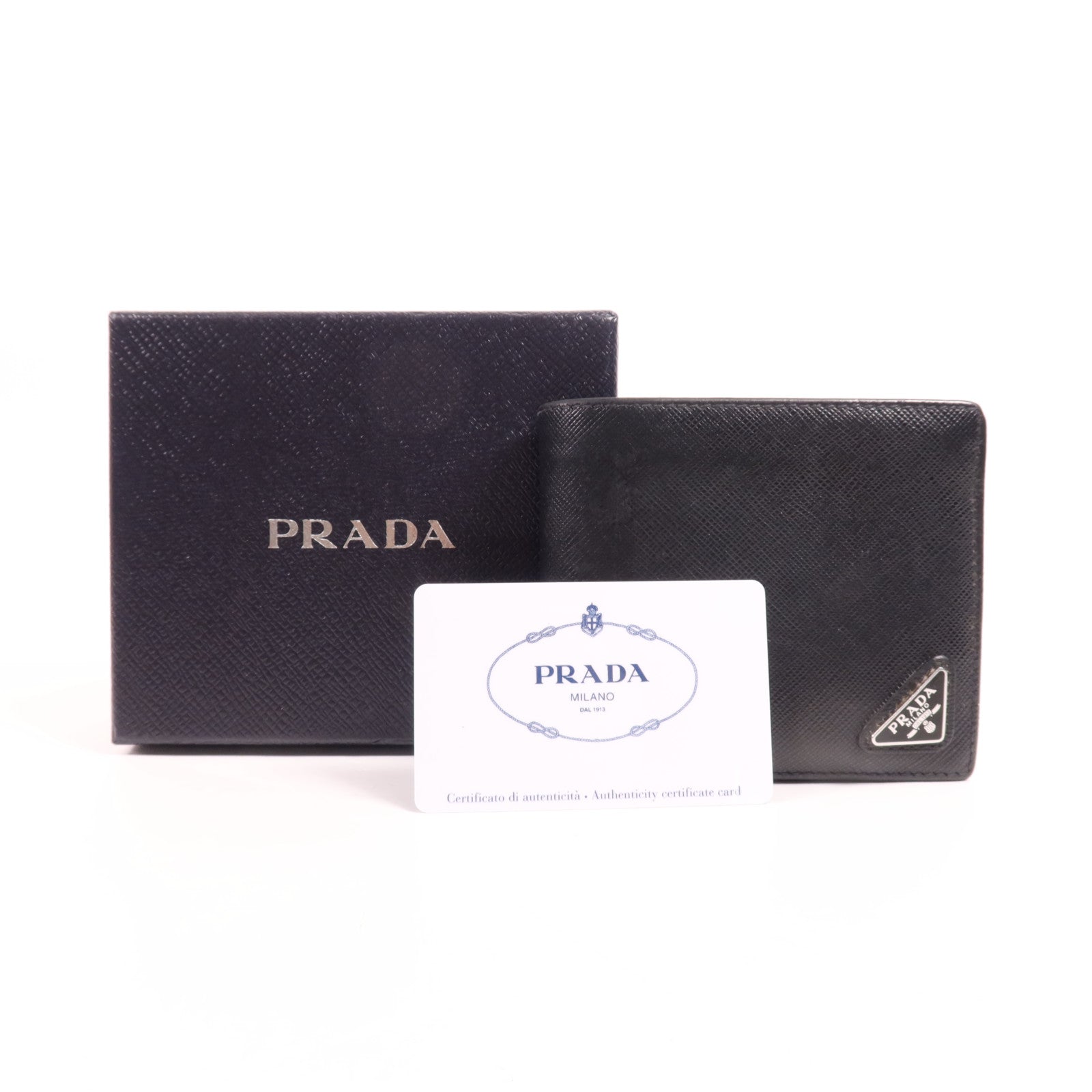 PRADA 牛皮皮革Wallet銀扣錢包