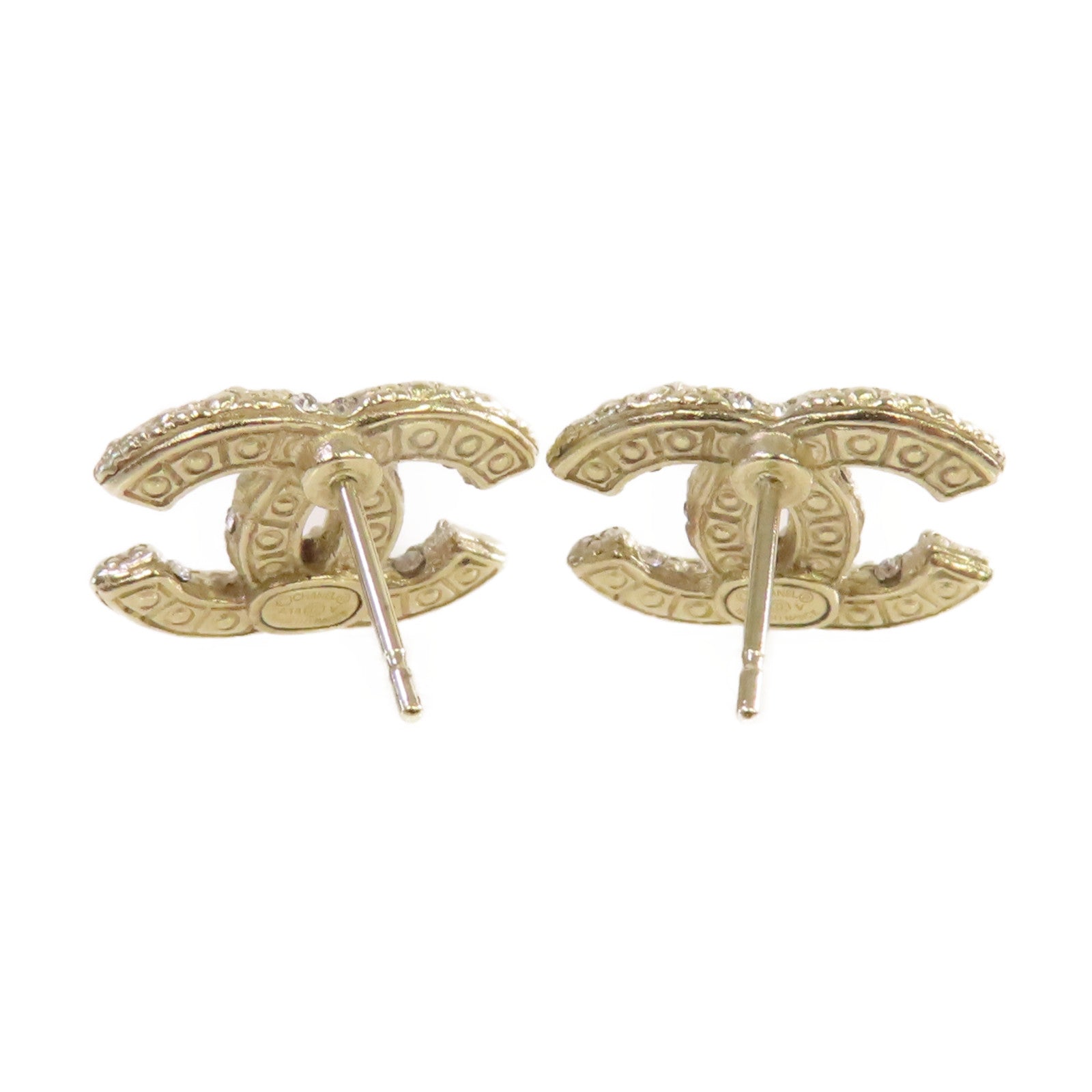CHANEL 金屬/仿珍珠CC Earrings耳環珍珠色/金色