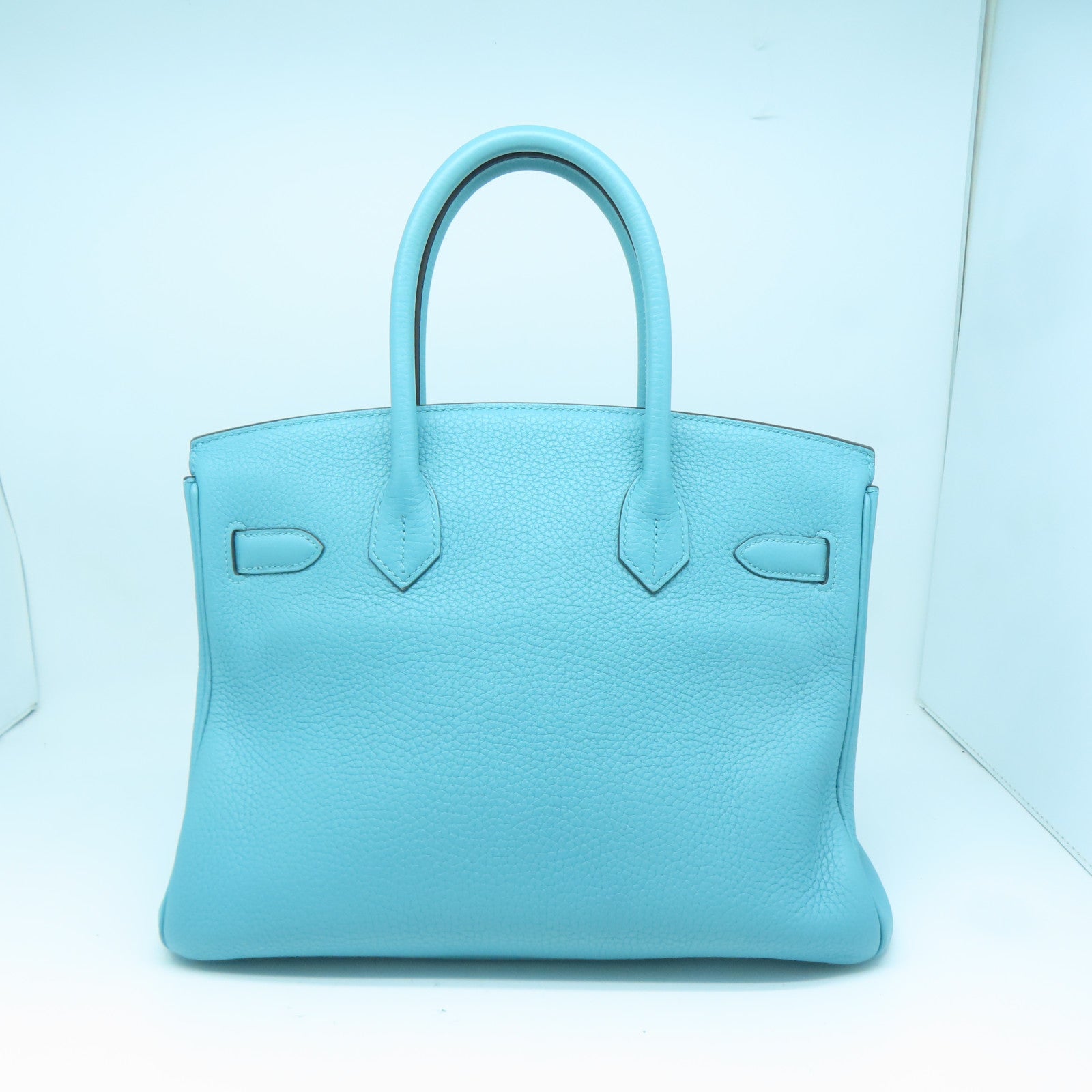 HERMES 【清倉大減價】Clemence皮革Birkin 30金扣手挽袋聖西爾水藍
