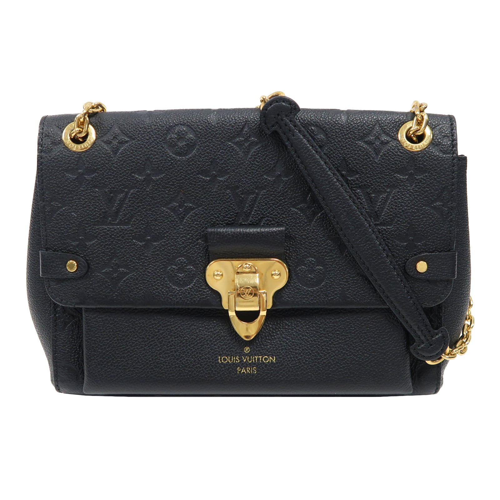 LOUIS VUITTON Monogram Empreinte Vavin PM金扣肩背袋黑色