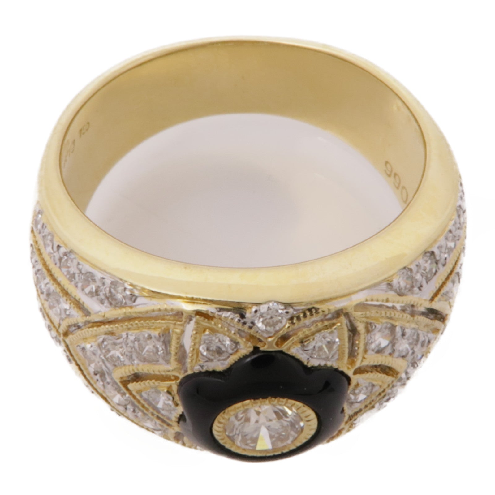 JEWELRY 【激減優惠】18K黃金Onyx Diamond Ring縞瑪瑙/鑽石戒指US#5.5