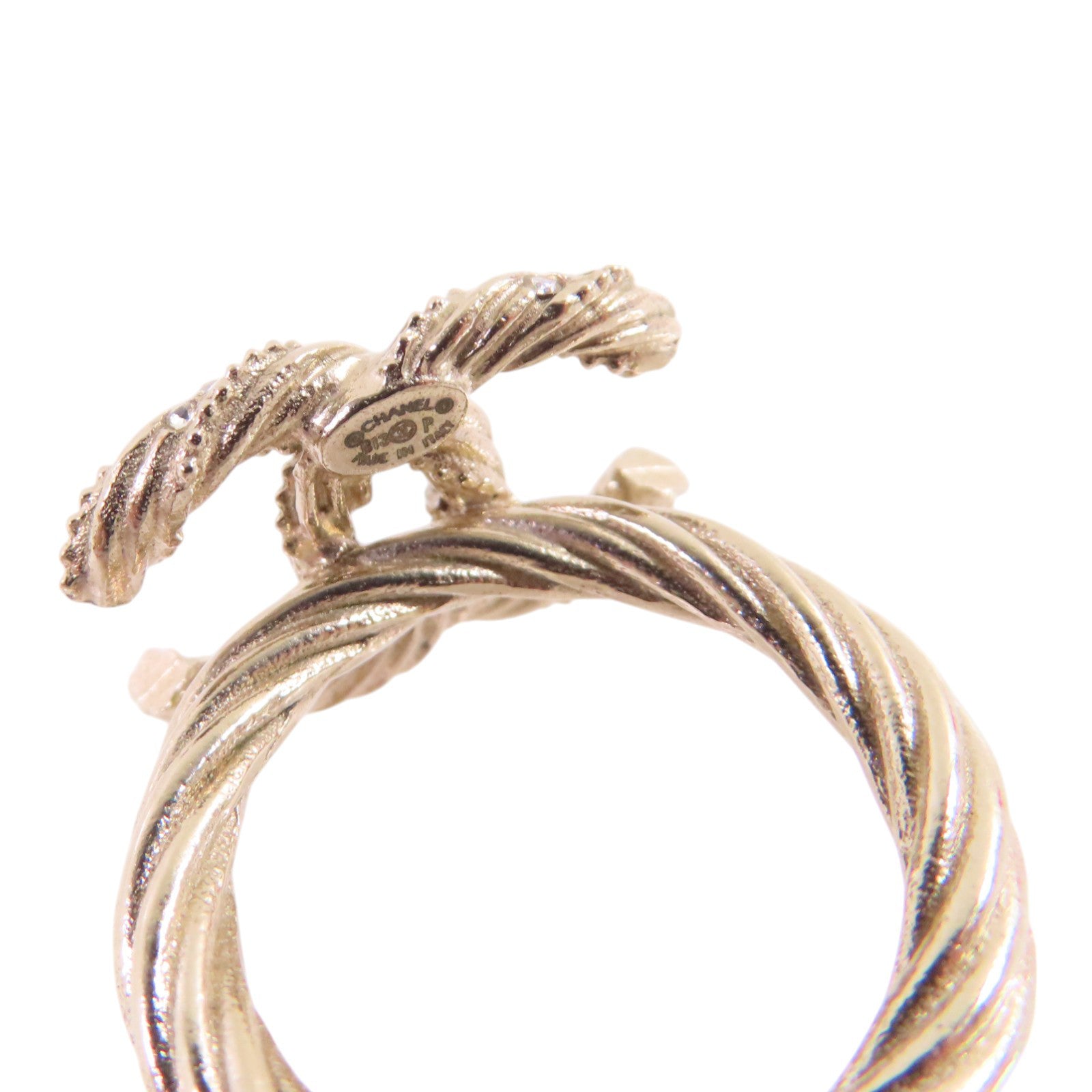 CHANEL 金屬/水鑽CC Ring戒指US#5