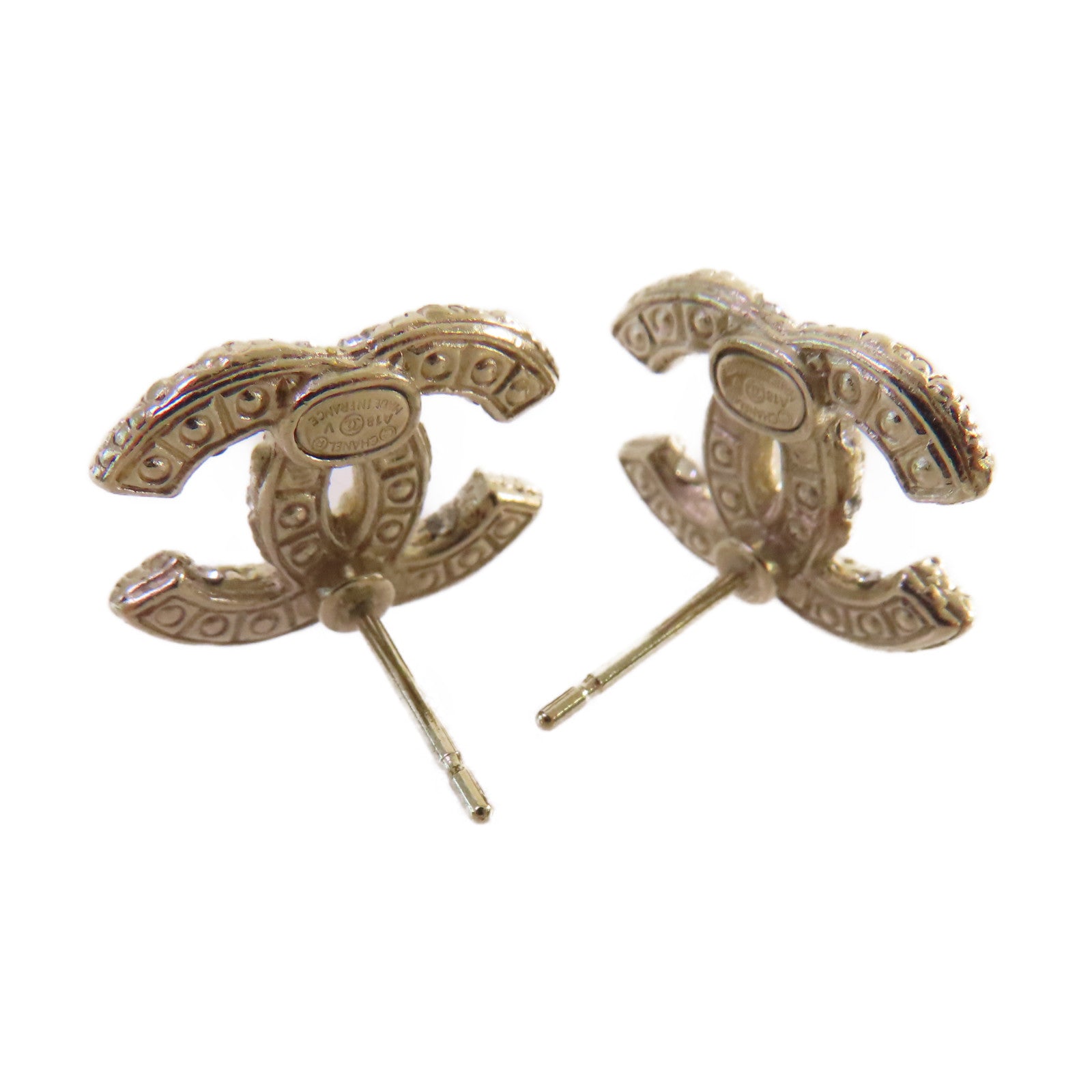 CHANEL 金屬/仿珍珠CC Earrings耳環珍珠色/金色