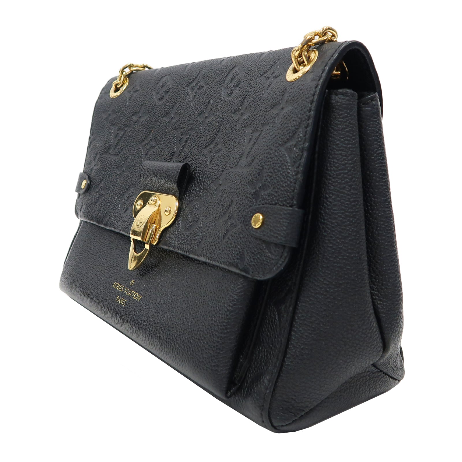 LOUIS VUITTON Monogram Empreinte Vavin PM金扣肩背袋黑色