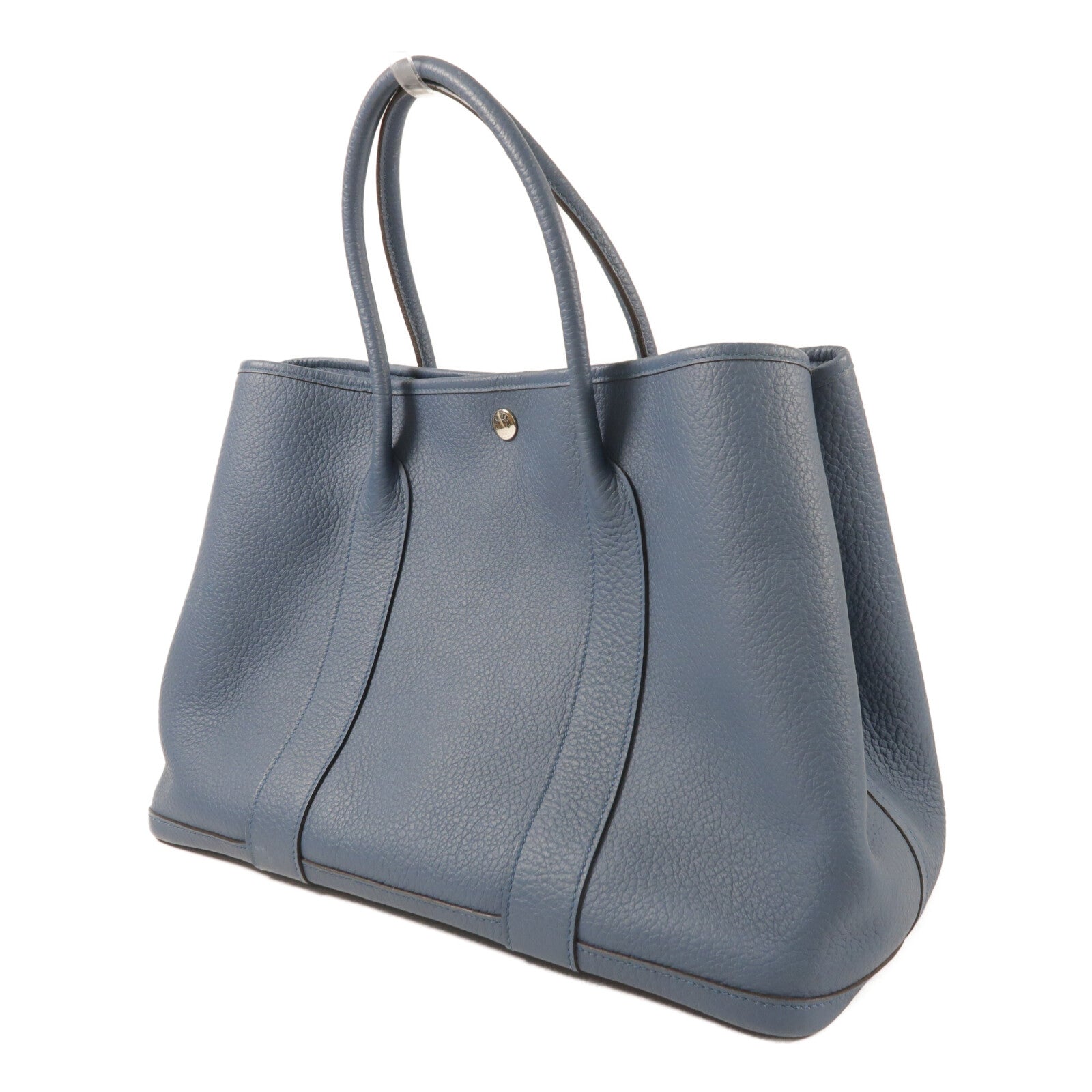 HERMES Country皮革Garden Party PM銀扣手挽袋Azure Blue