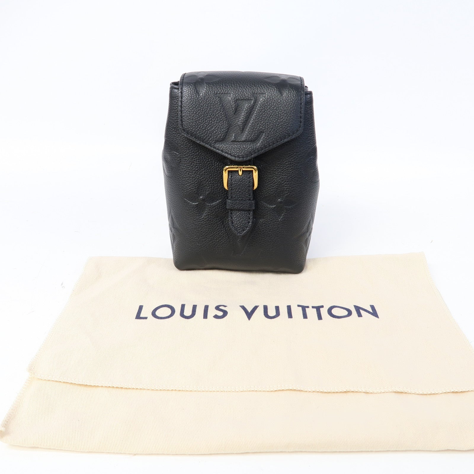 LOUIS VUITTON Monogram Empreinte Tiny Backpack金扣背包黑色