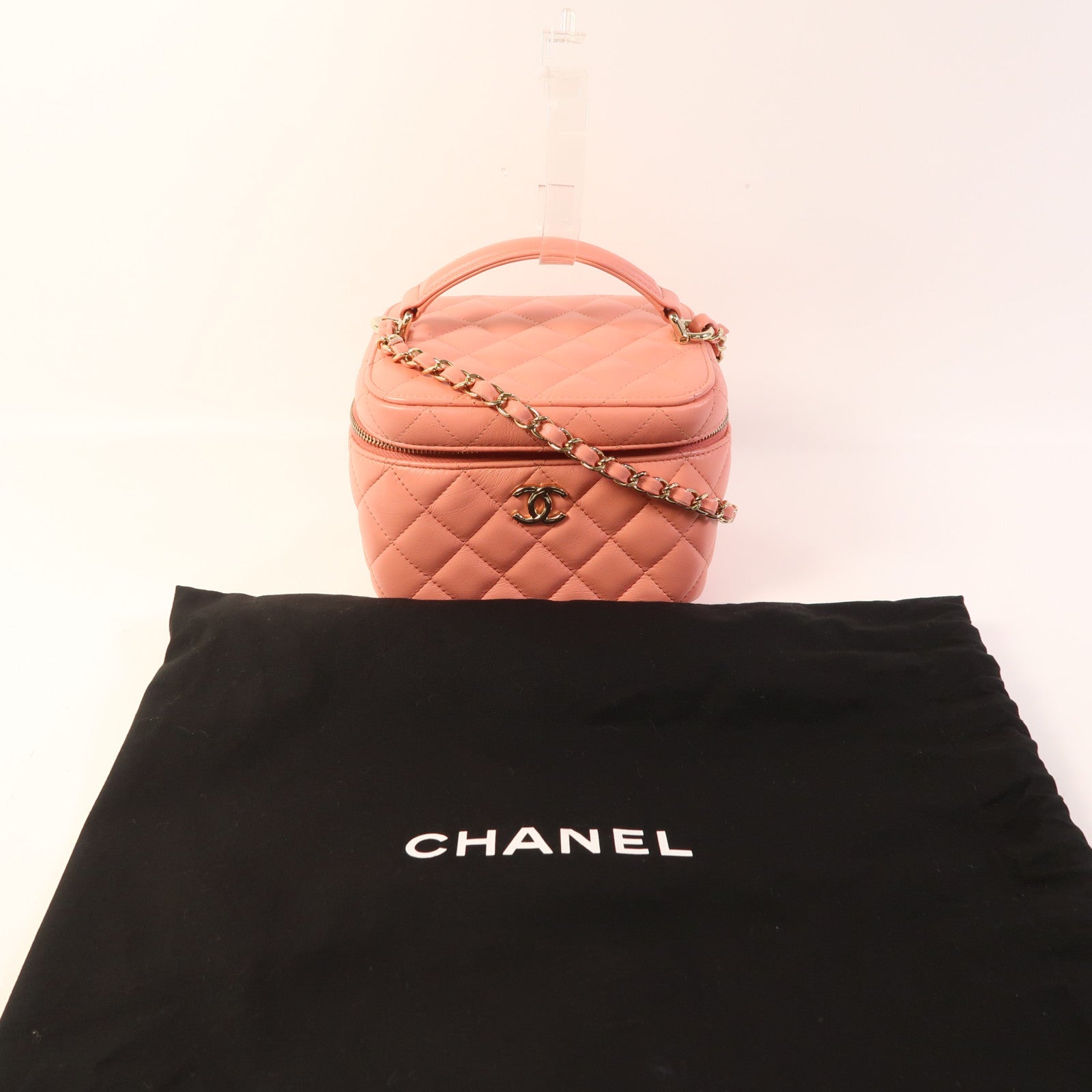 CHANEL 羊皮皮革Vanity Case金扣手挽肩背兩用袋