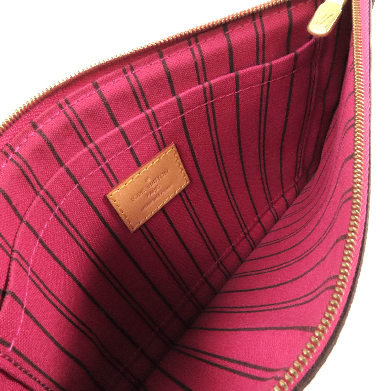 LOUIS VUITTON Monogram Neverfull MM Tote Bag金扣肩背袋啡色/酒紅色