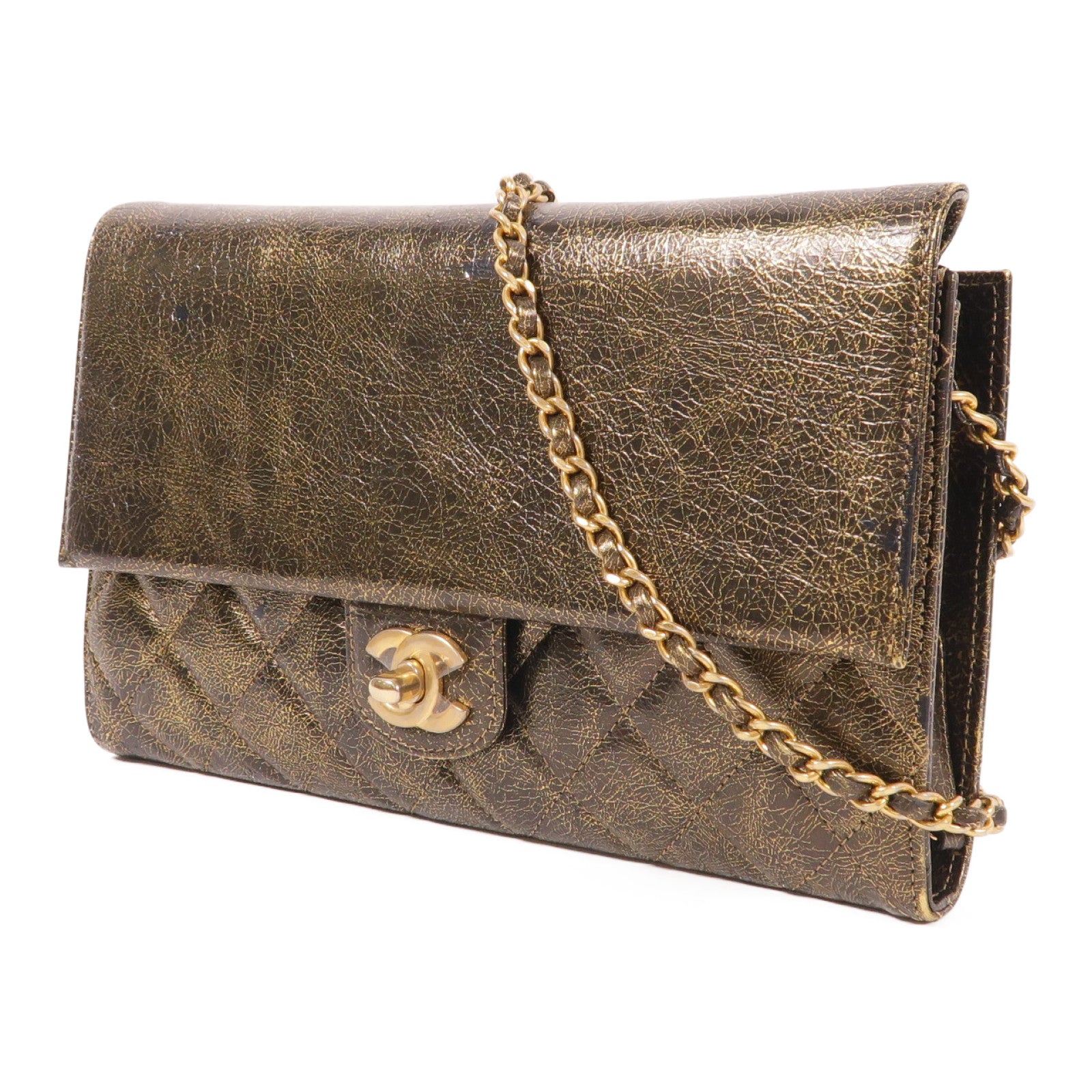 CHANEL CC GHW Chain Shoulder Bag Calfskin Leather Gold