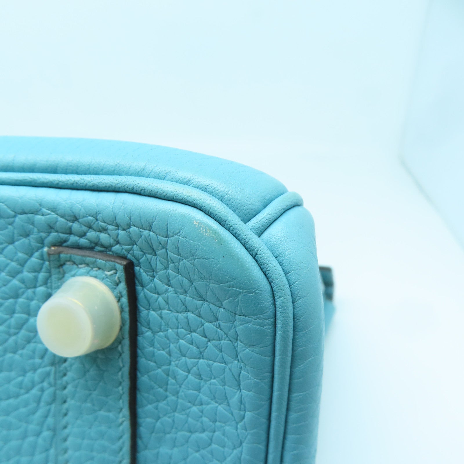 HERMES 【清倉大減價】Clemence皮革Birkin 30金扣手挽袋聖西爾水藍
