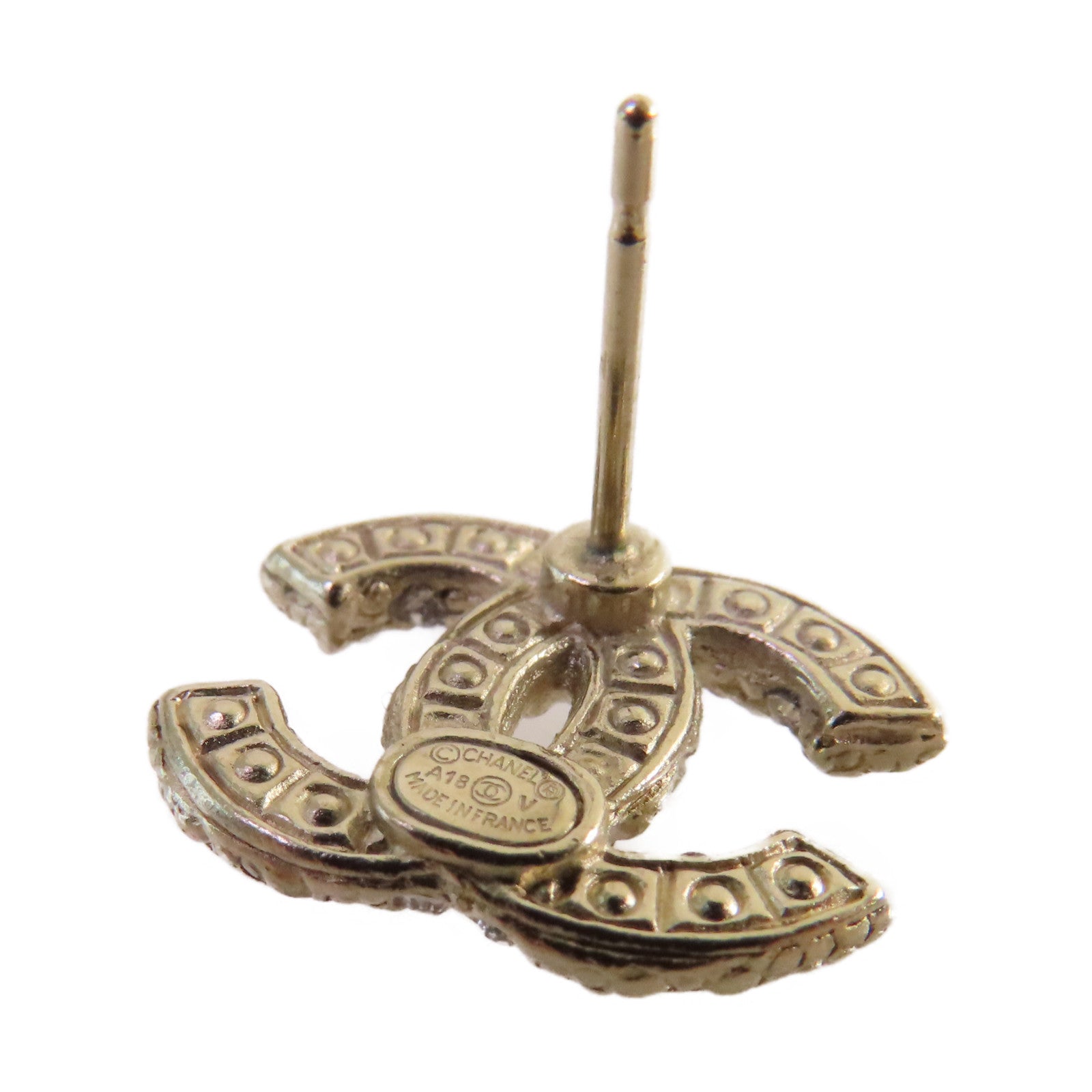 CHANEL 金屬/仿珍珠CC Earrings耳環珍珠色/金色