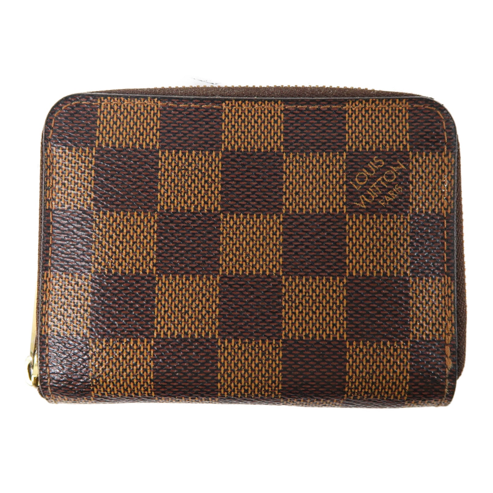 LOUIS VUITTON Damier Zipper Wallet金扣短錢包啡色