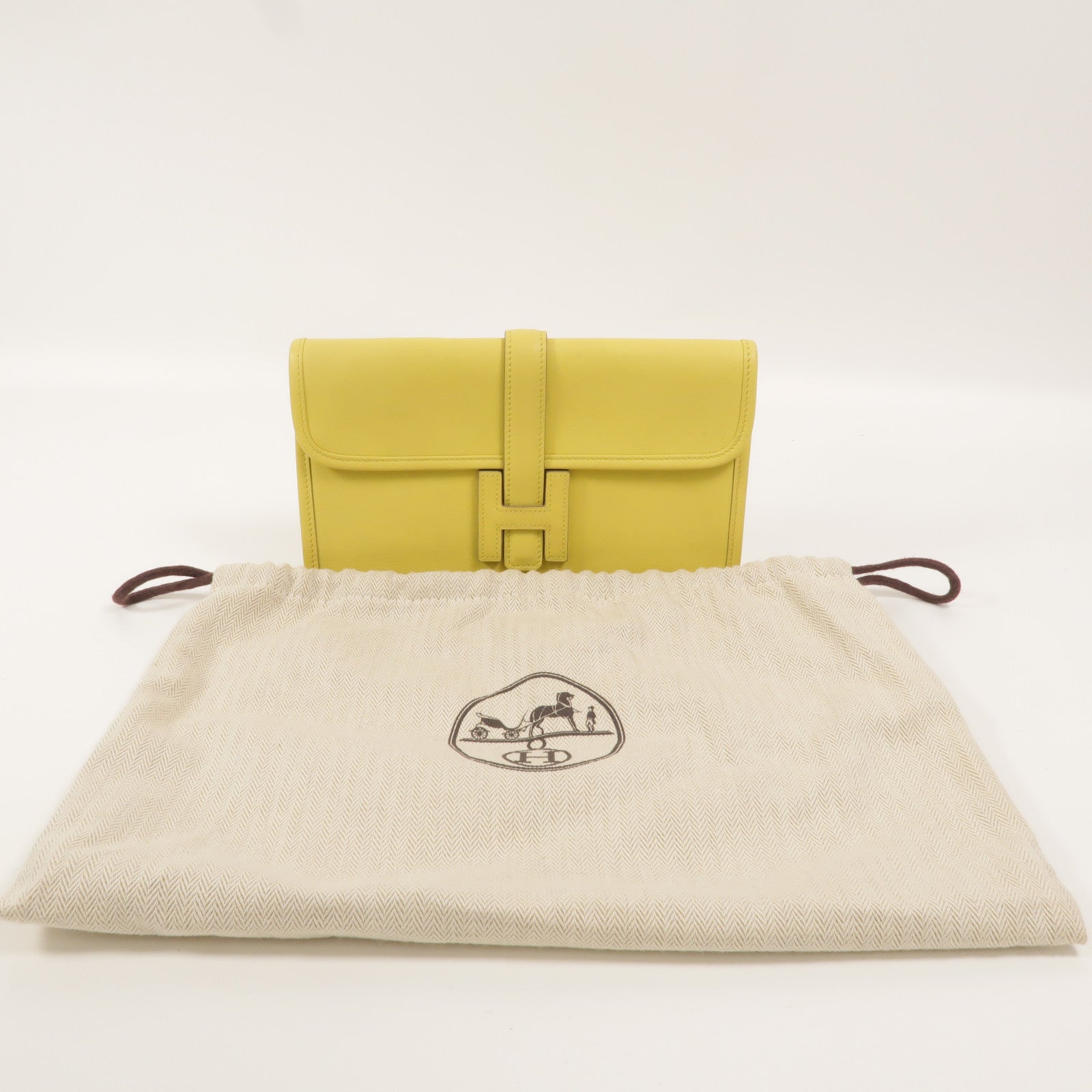 HERMES Swift皮革Jige Duo Clutch手拿包Jaune de Naples