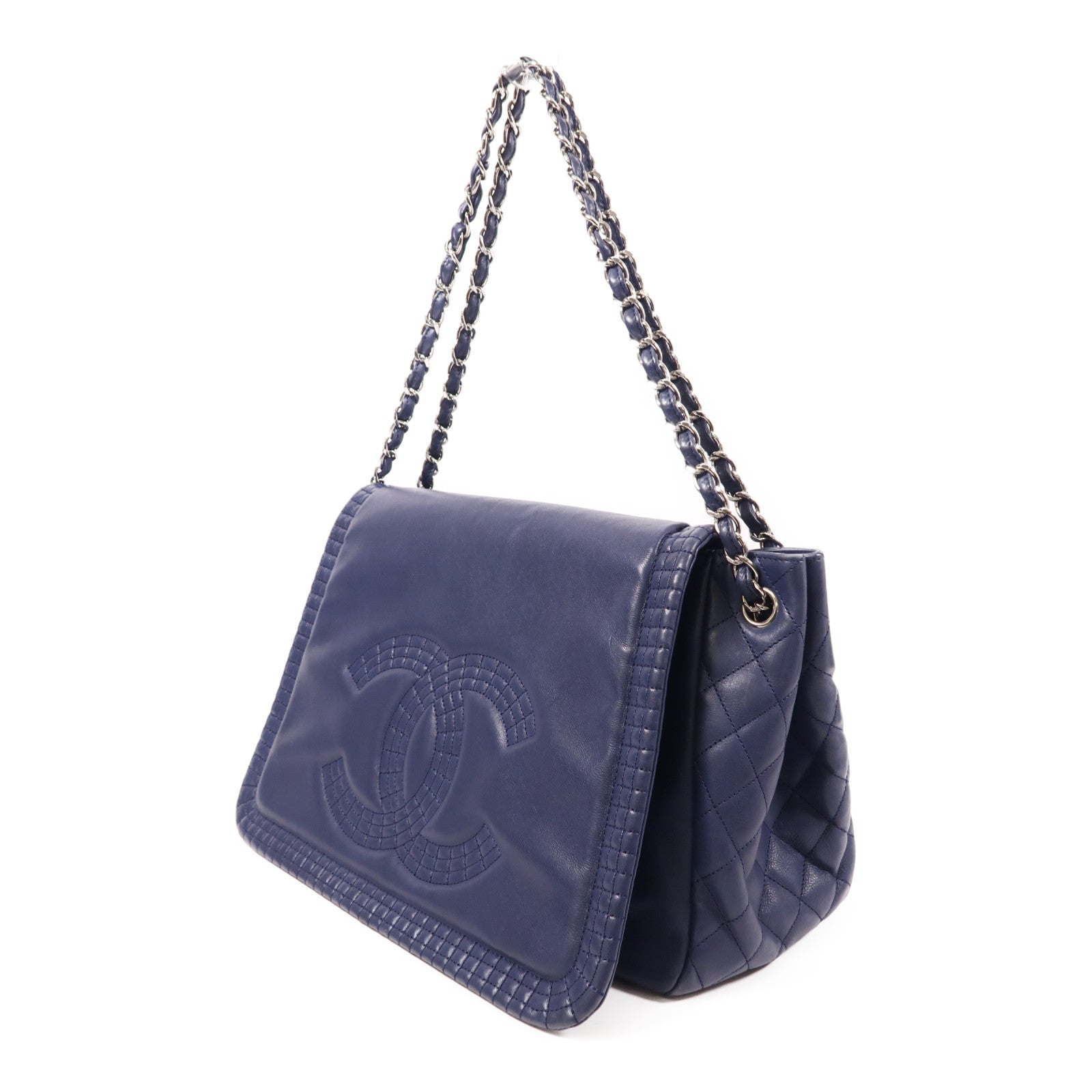 CHANEL 牛皮皮革Shoulder Bag銀扣鏈帶肩背袋