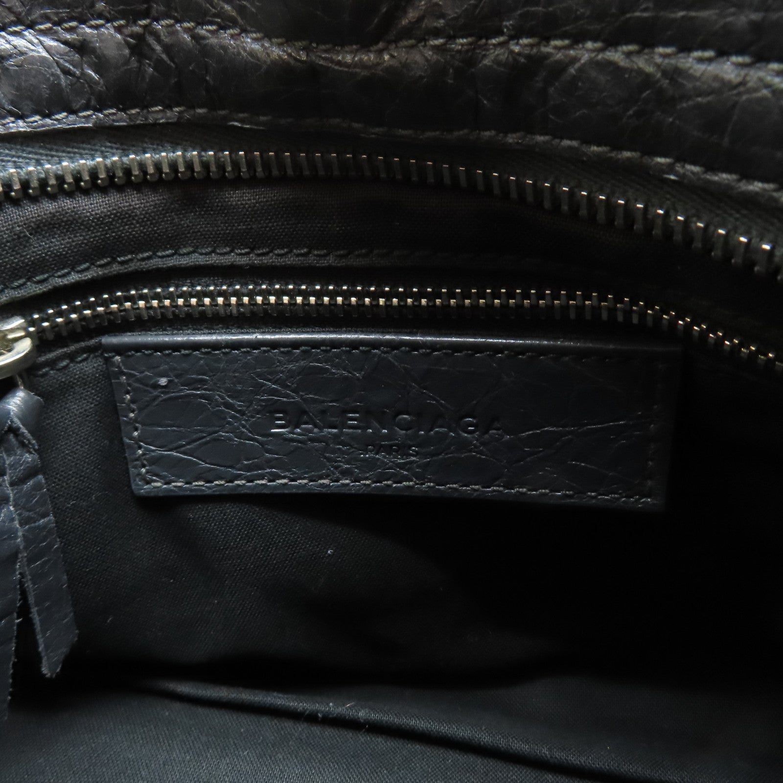 BALENCIAGA 牛皮皮革Mini City銀扣手挽肩背兩用袋灰色