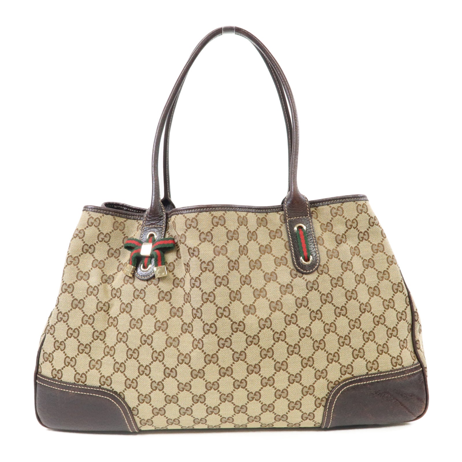 GUCCI 帆布Princy Tote Bag金扣肩背袋啡色