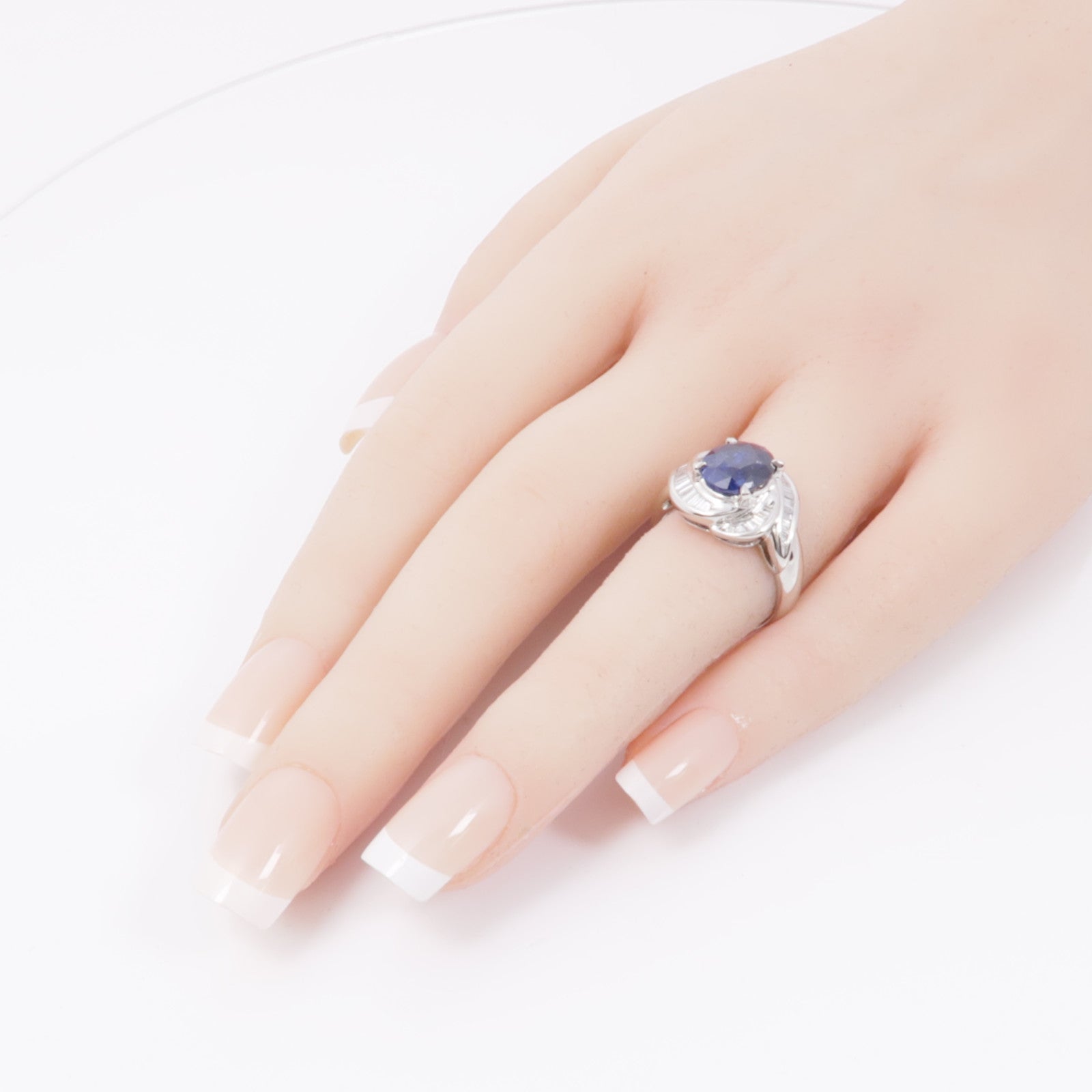 JEWELRY 【激減優惠】PT950鉑金Sapphire Diamond Ring藍寶石/鑽石US#6