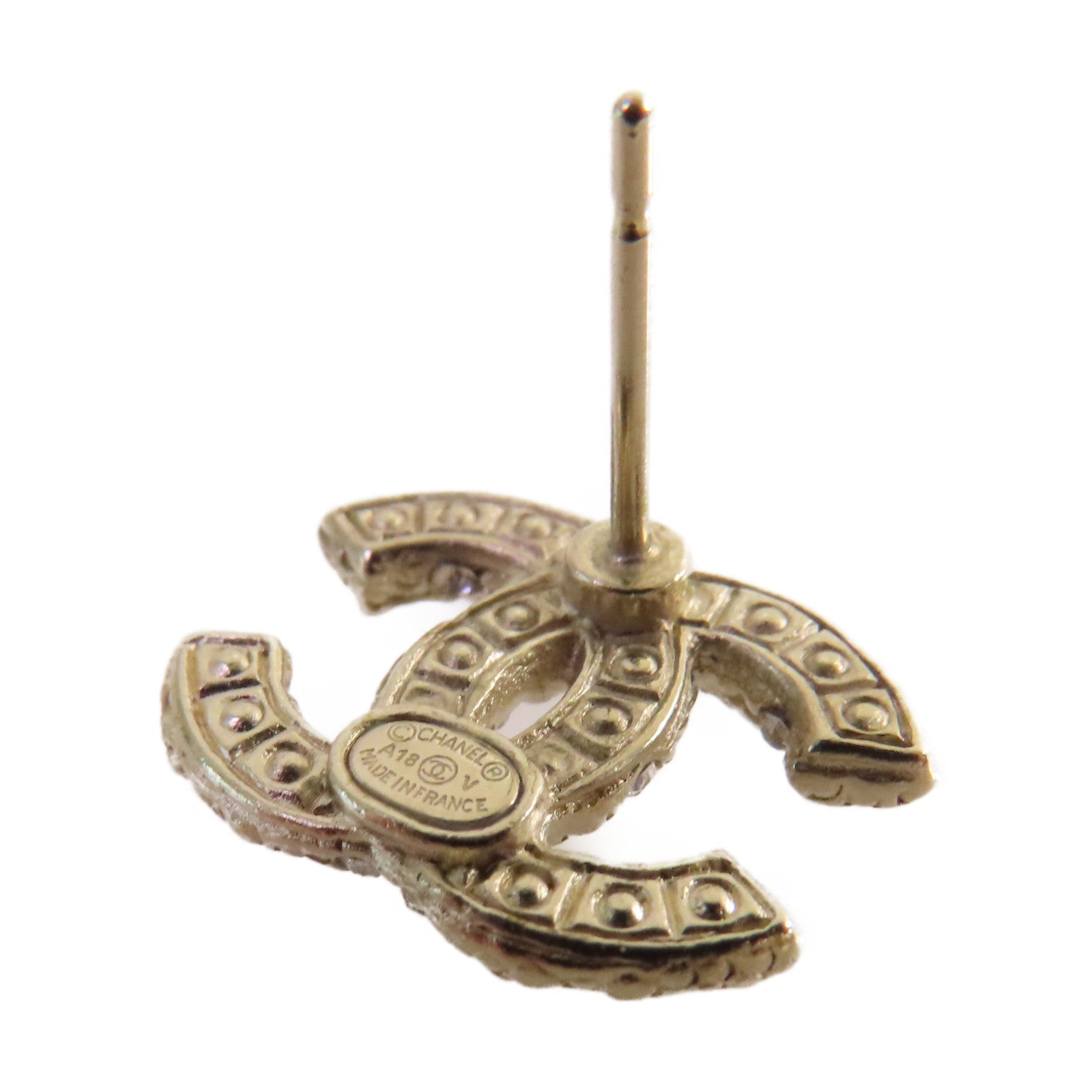 CHANEL 金屬/仿珍珠CC Earrings耳環珍珠色/金色