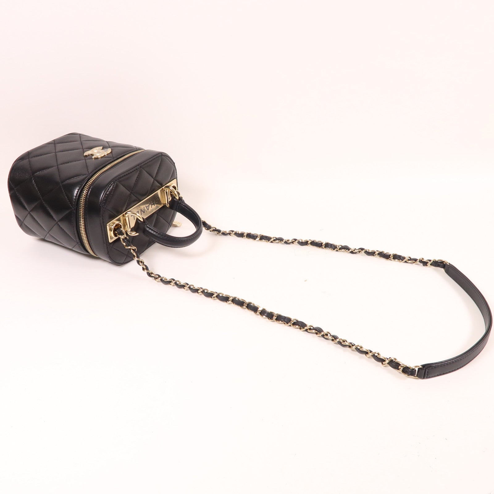 CHANEL 羊皮皮革Chain Shoulder金扣手挽肩背兩用袋