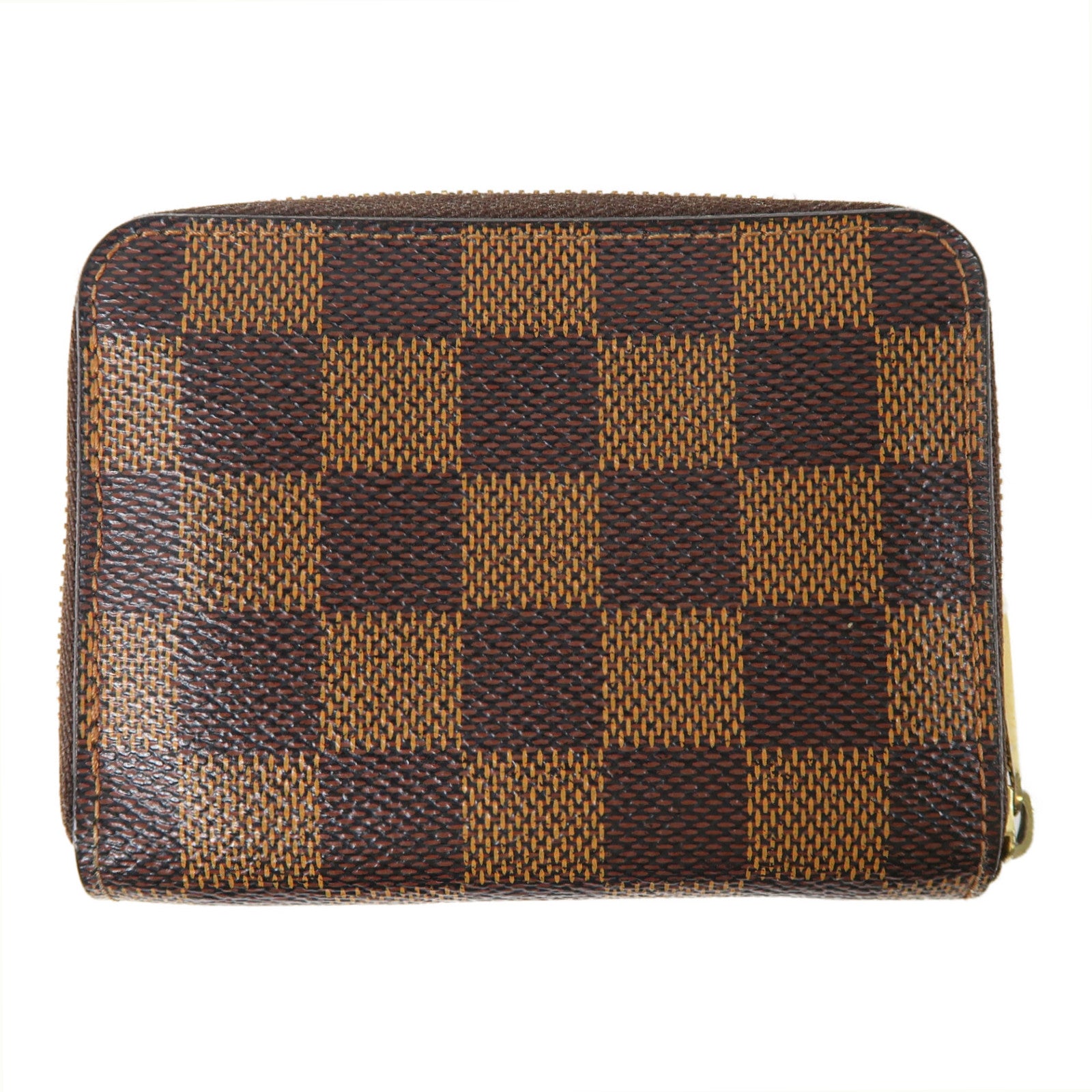 LOUIS VUITTON Damier Zipper Wallet金扣短錢包啡色