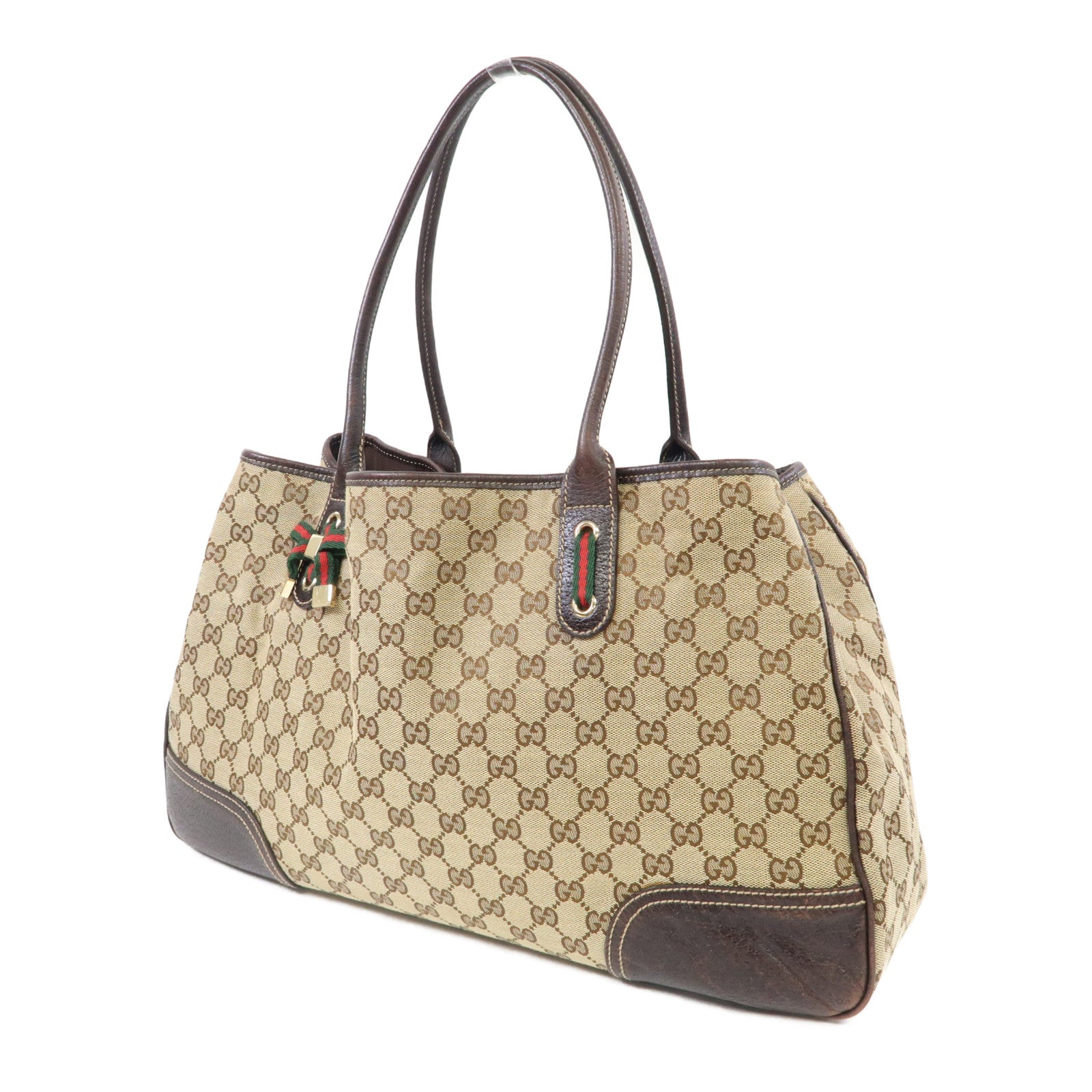 GUCCI 帆布Princy Tote Bag金扣肩背袋啡色