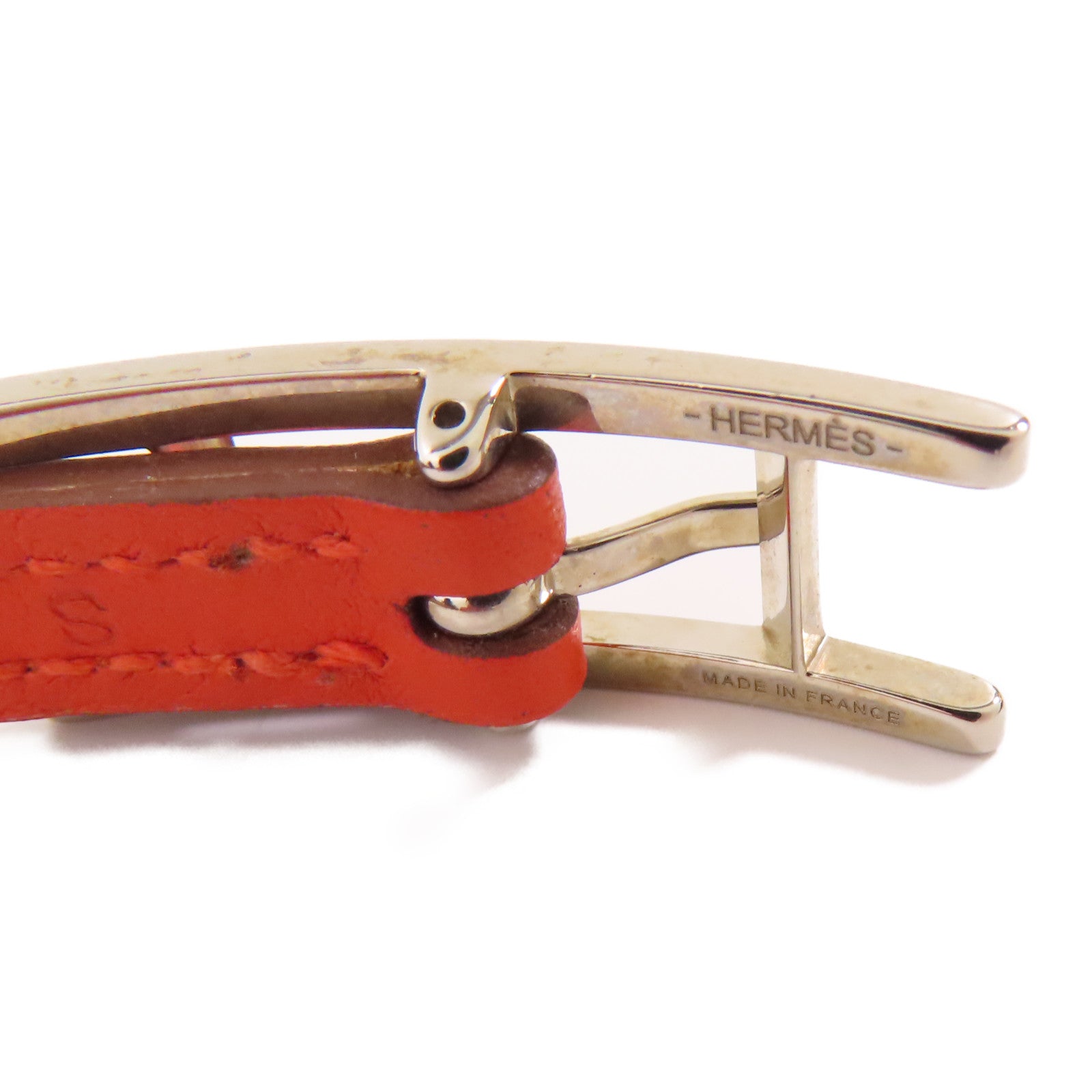 HERMES 【激減優惠】Swift皮革Behapi Double Tour Bracelet銀扣手鏈Rouge Casaque