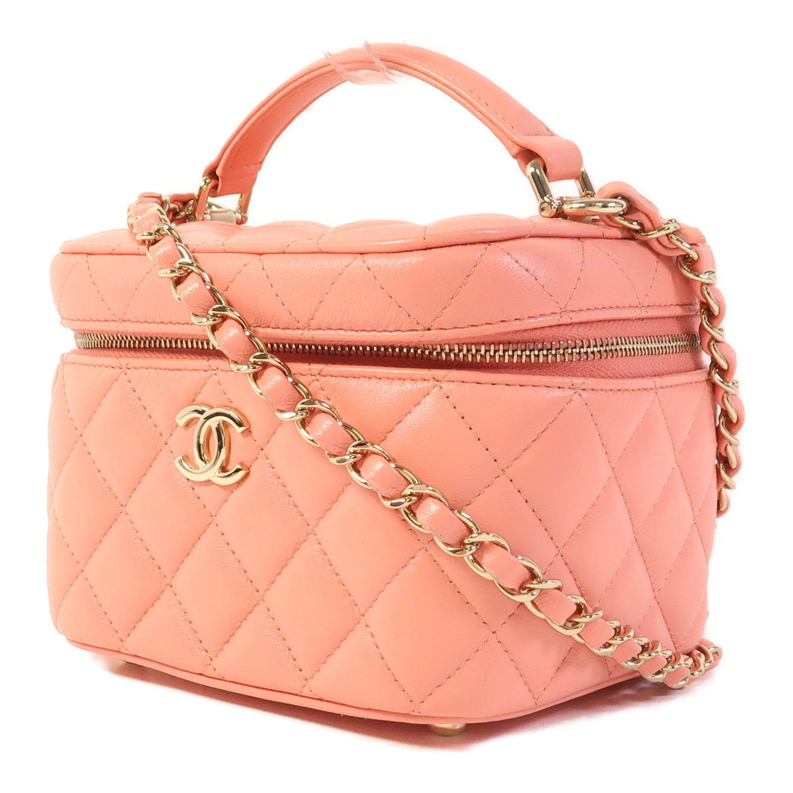 CHANEL 羊皮皮革Vanity Case金扣手挽肩背兩用袋