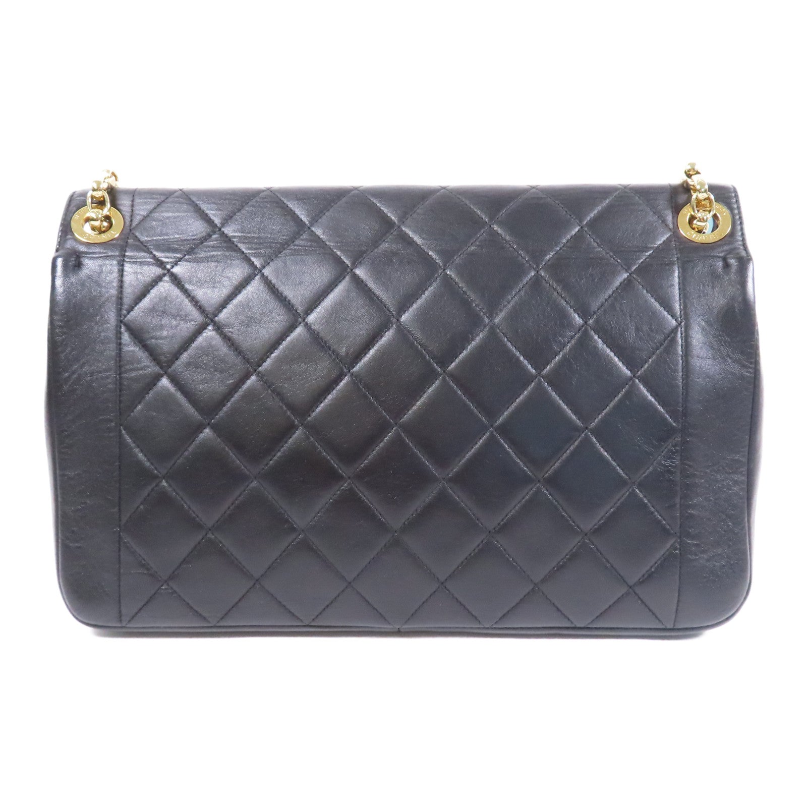 CHANEL 【激減優惠】菱格牛皮皮革Chain Shoulder金扣鏈帶肩背袋黑色