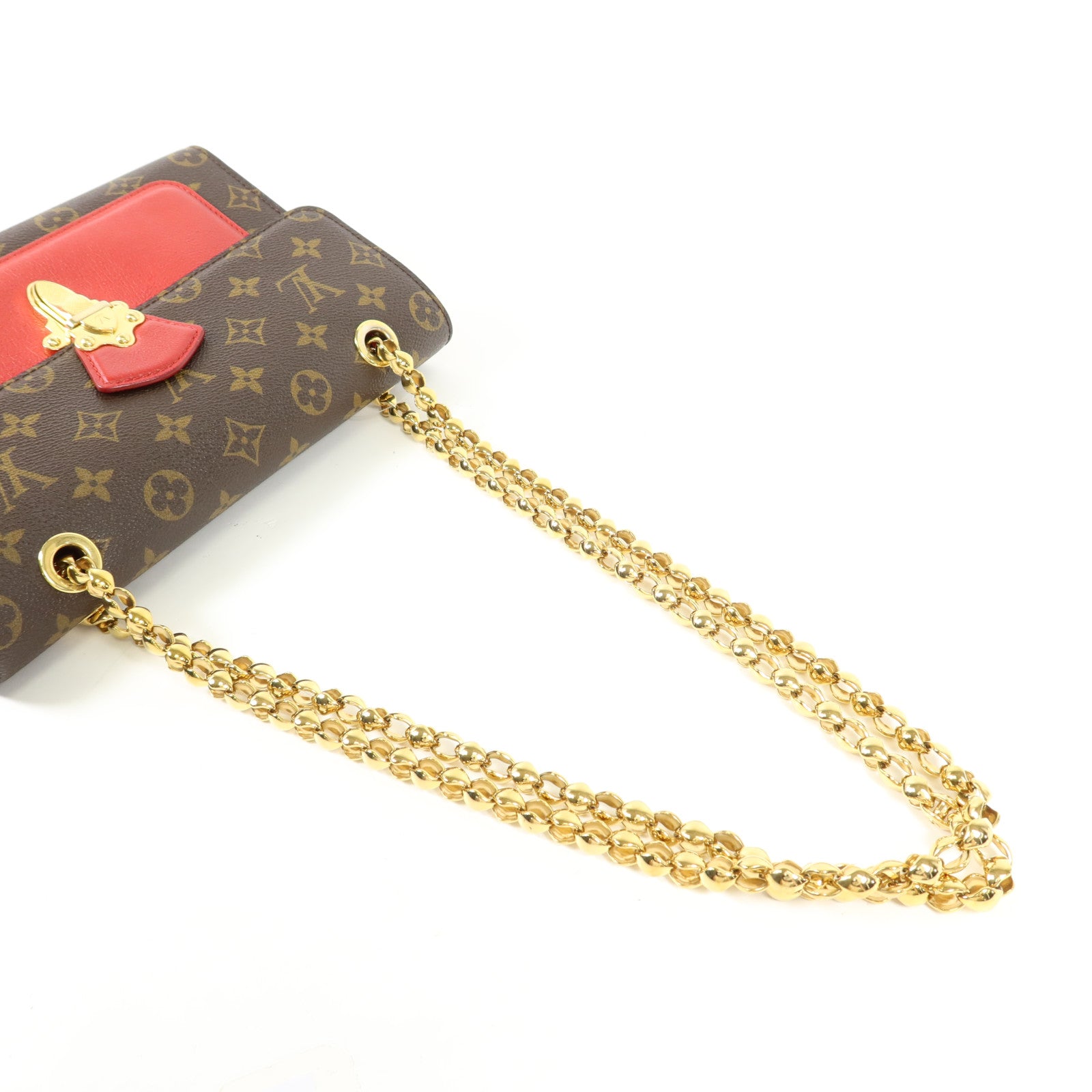 LOUIS VUITTON Monogram Victoire金扣鏈帶肩背袋