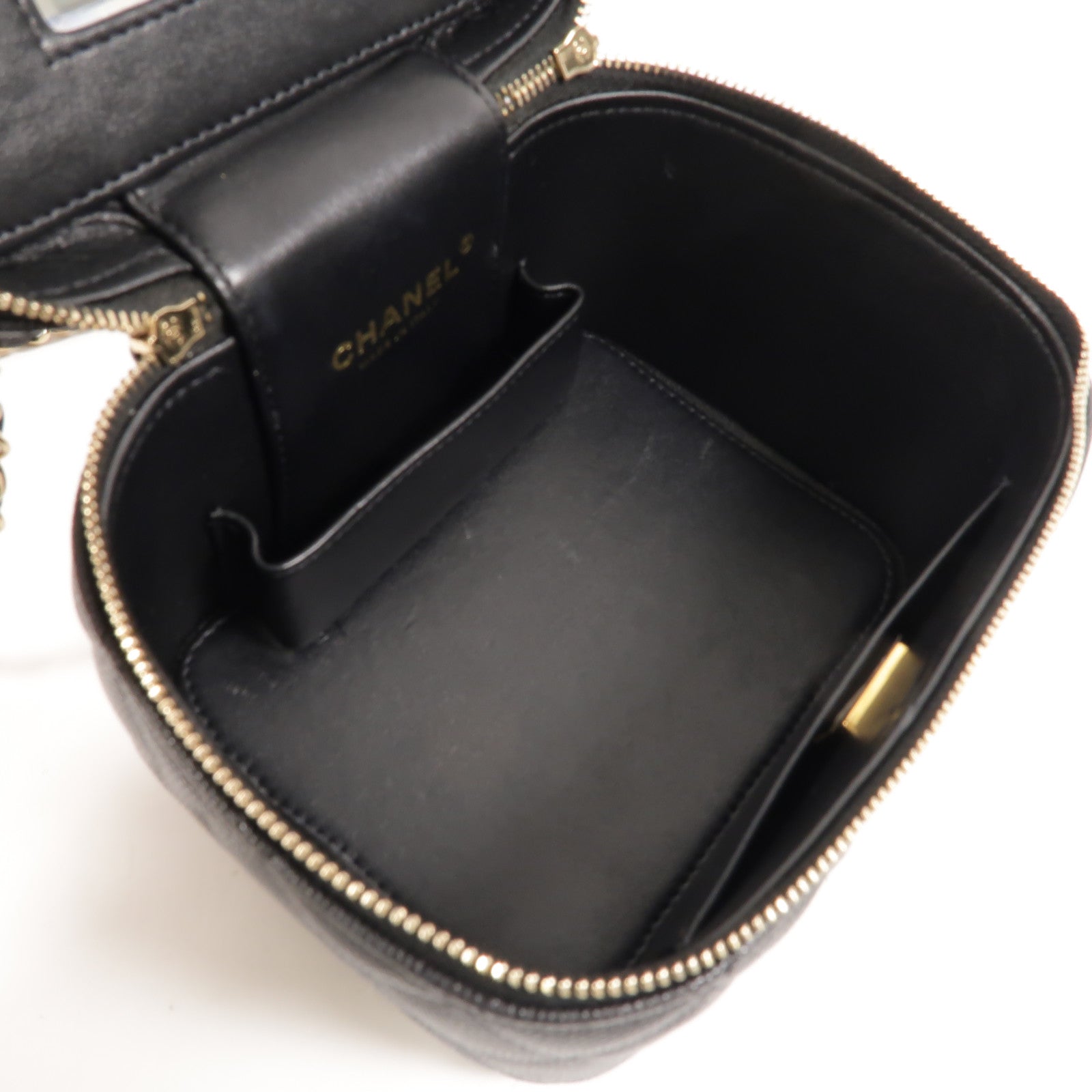 CHANEL 牛皮皮革Vanity Case鏈帶肩背袋