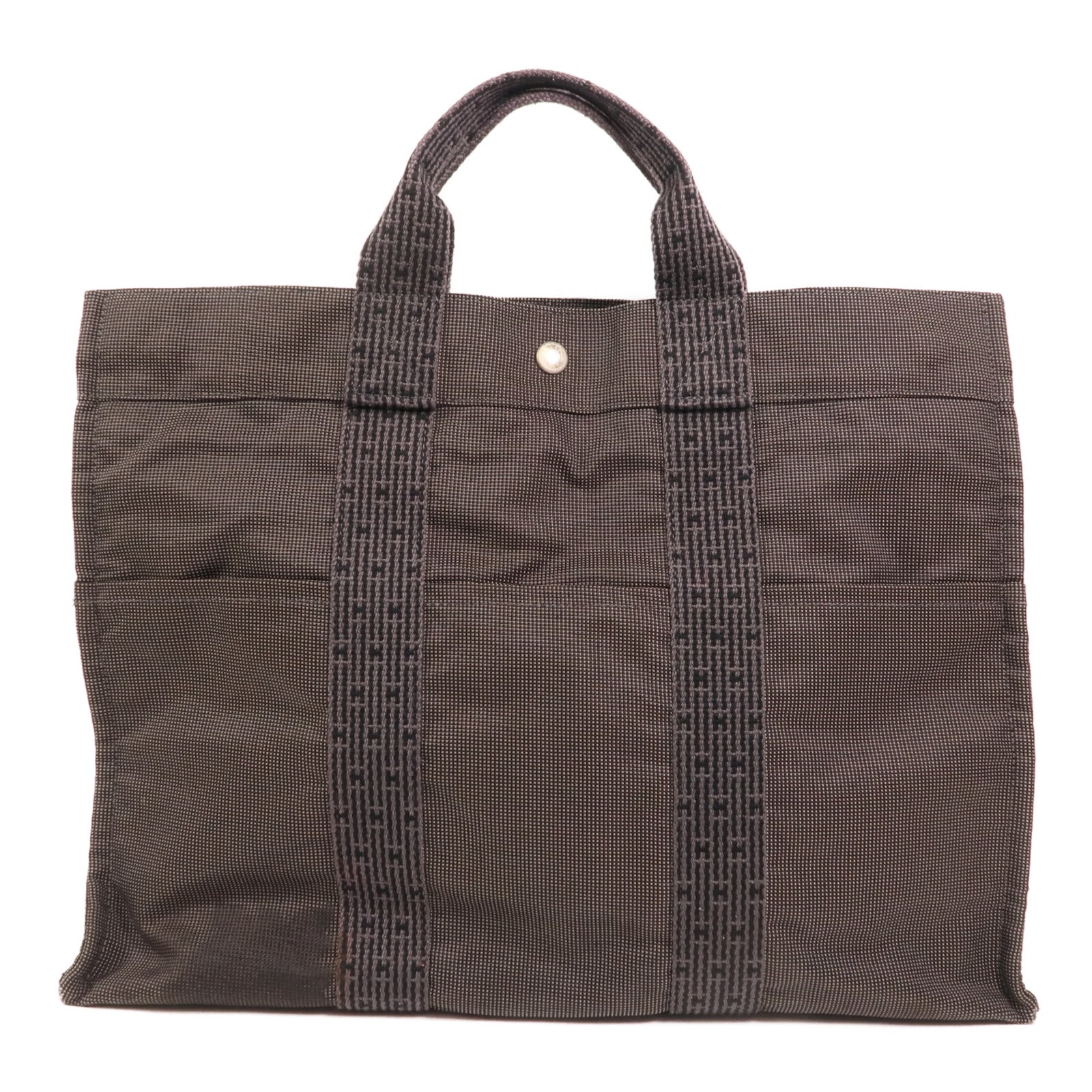 HERMES 帆布Vintage銀扣手挽袋