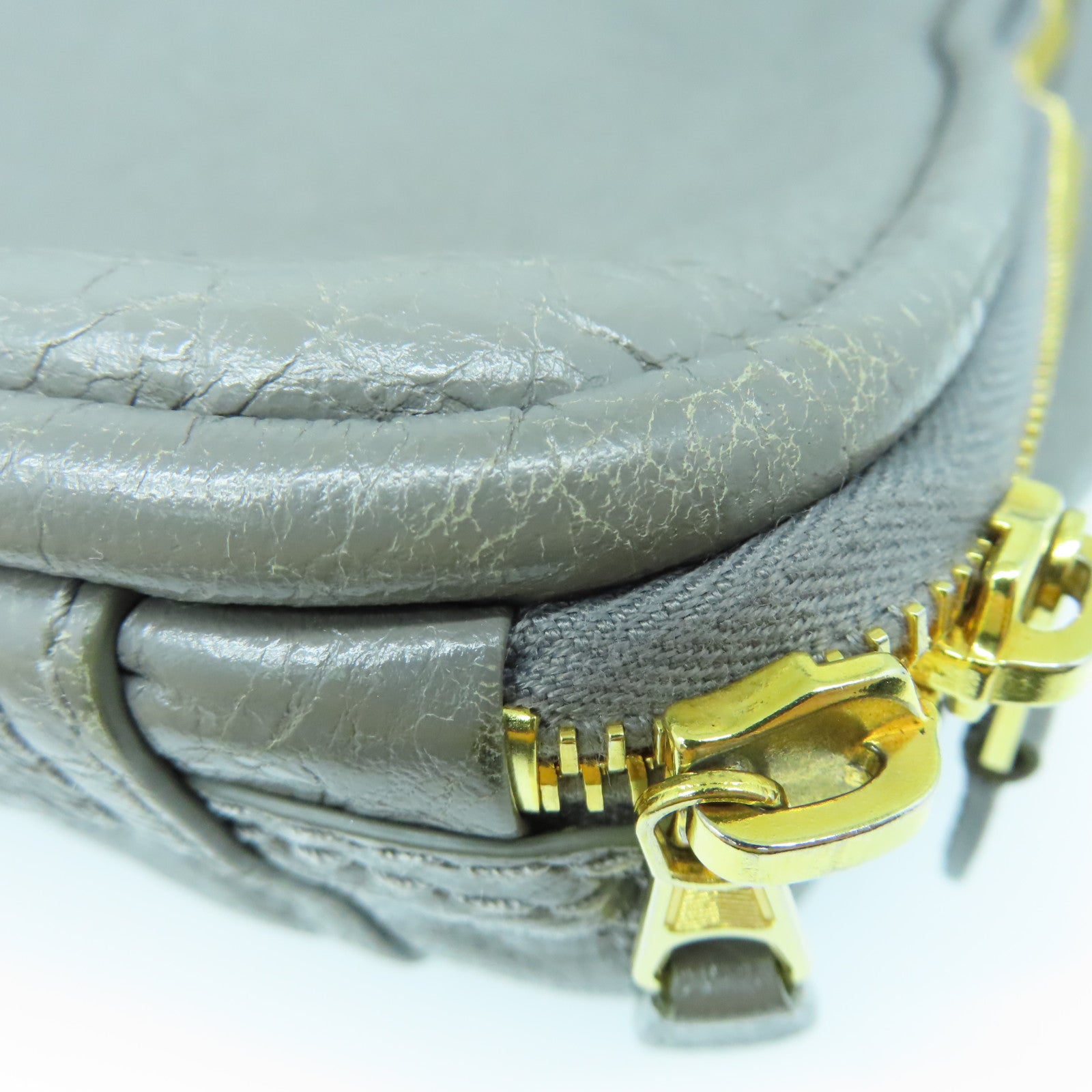 BALENCIAGA Cowhide Leather 2Way Shoulder Gold Buckle Handle Shoulder Bag Gray