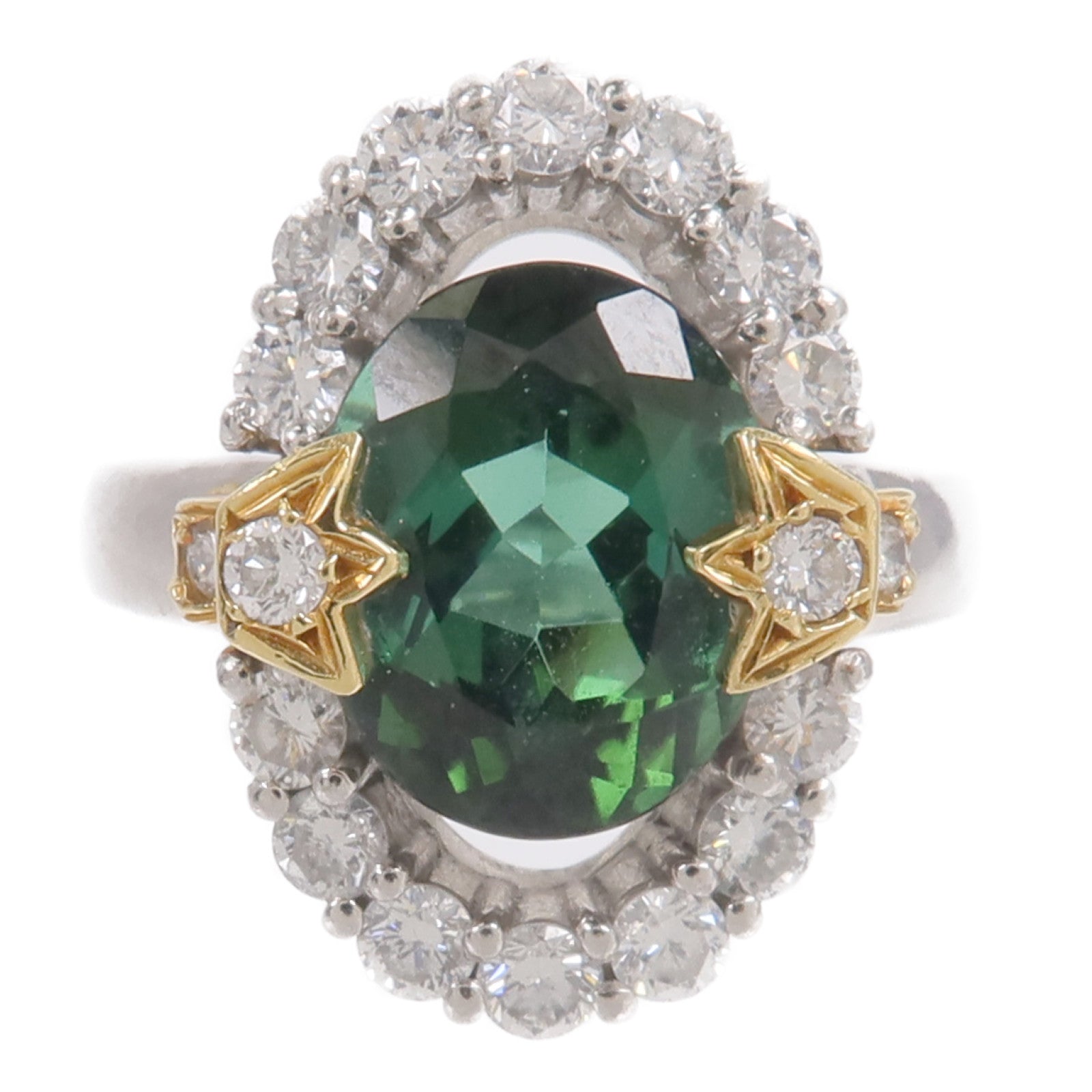 JEWELRY 18K黃金/PT900鉑金Tourmaline Diamond Ring碧璽/鑽石戒指