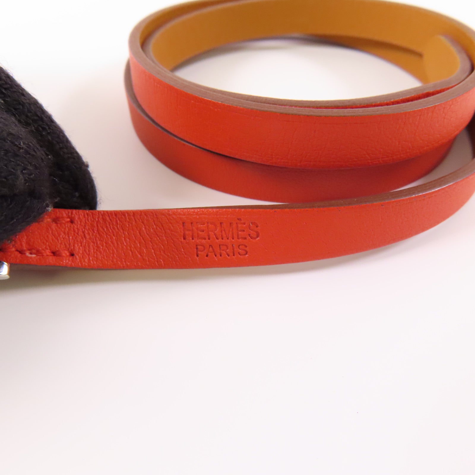 HERMES Swift皮革Behapi Double Tour Bracelet銀扣手鏈Rouge Casaque