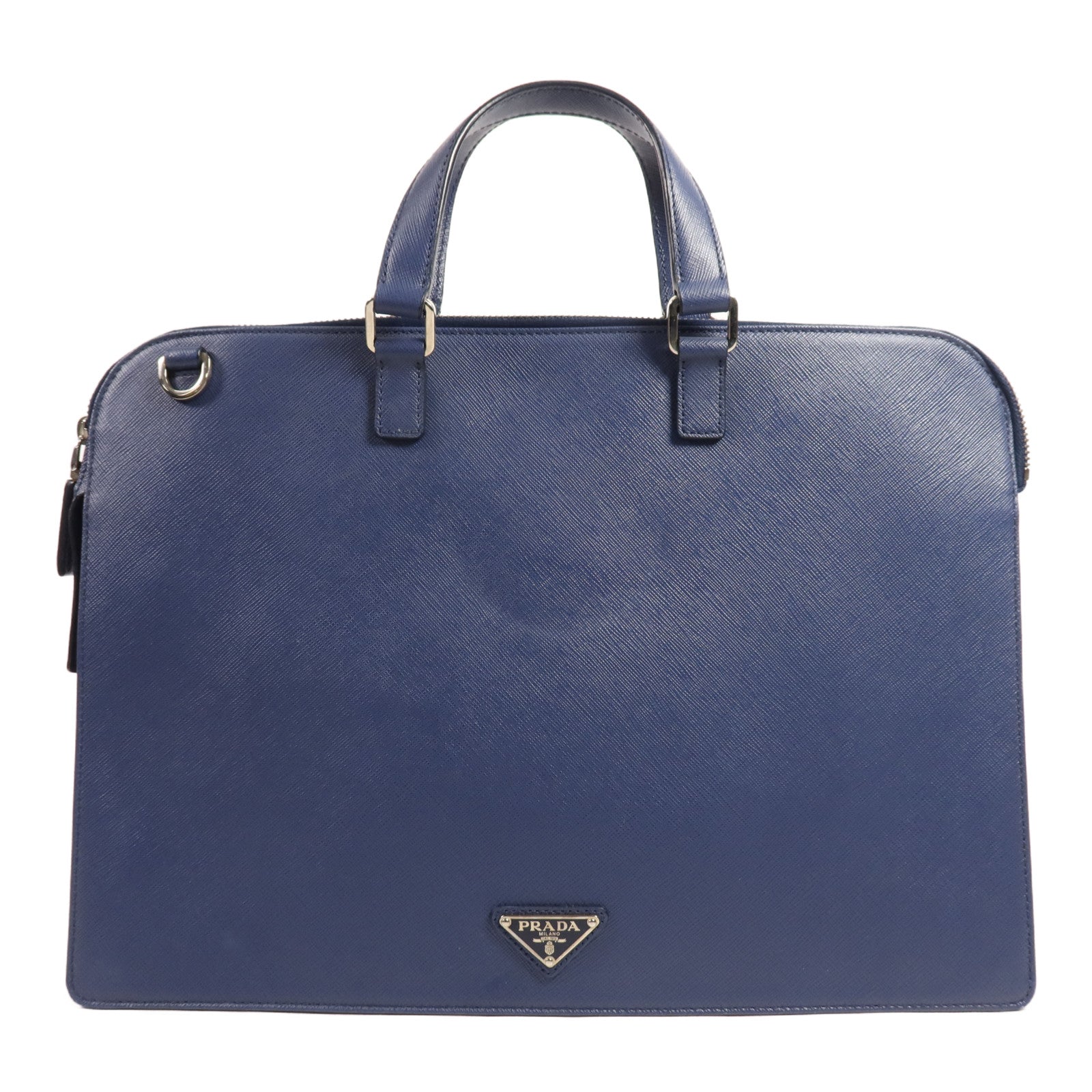 PRADA 牛皮皮革Briefcase銀扣公事包