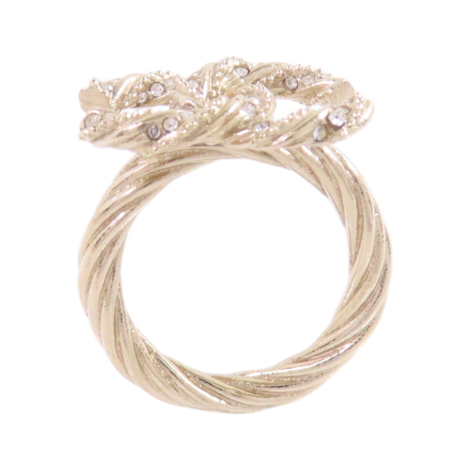 CHANEL 金屬/水鑽CC Ring戒指US#5