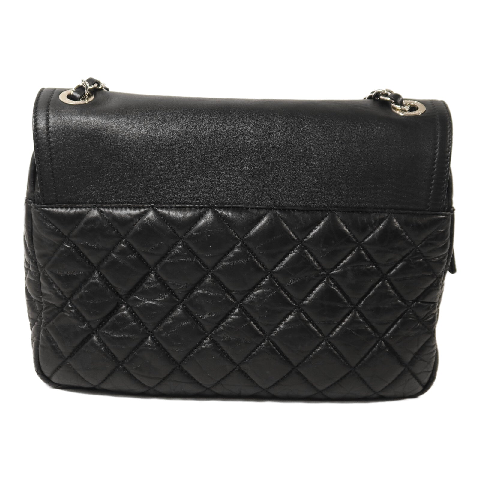 CHANEL 牛皮皮革Chain Shoulder銀扣鏈帶肩背袋