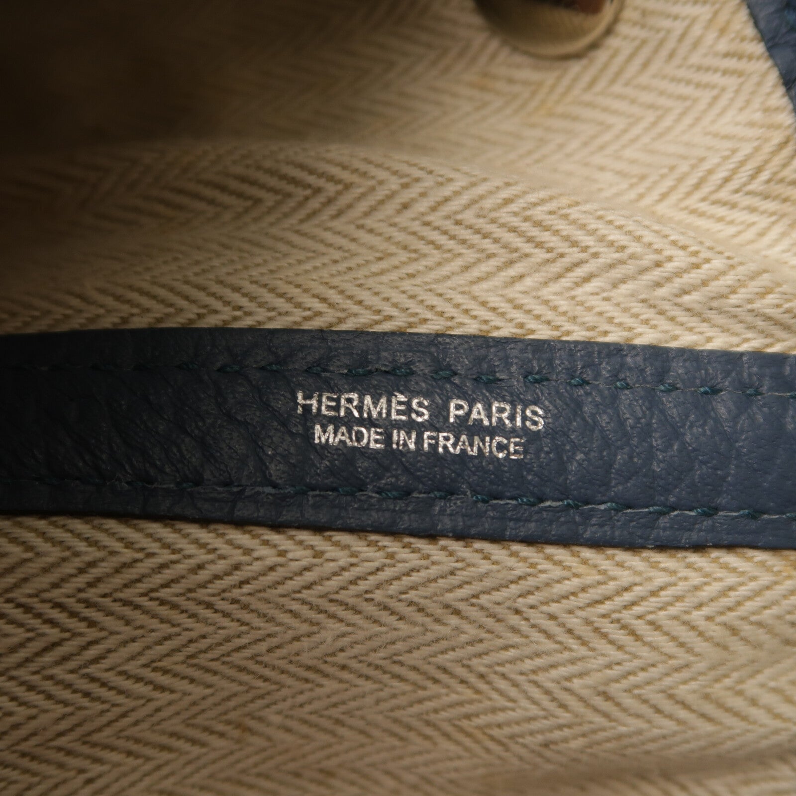 HERMES Country皮革Garden Party PM銀扣手挽袋Azure Blue