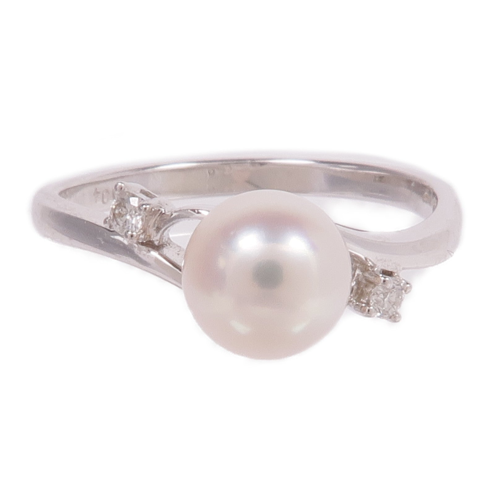 JEWELRY 【激減優惠】18K白金Pearl Diamond Ring珍珠/鑽石戒指US#6