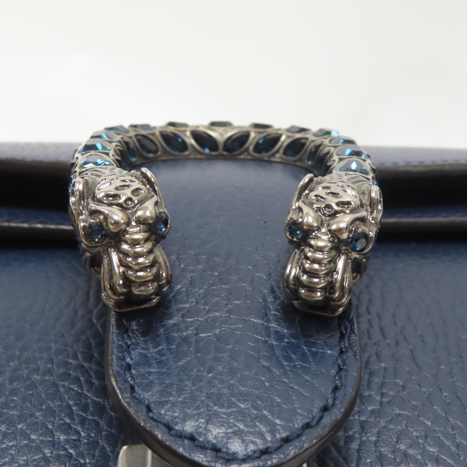GUCCI 【激減優惠】牛皮皮革Dionysus GG銀扣鏈帶肩背袋藍色