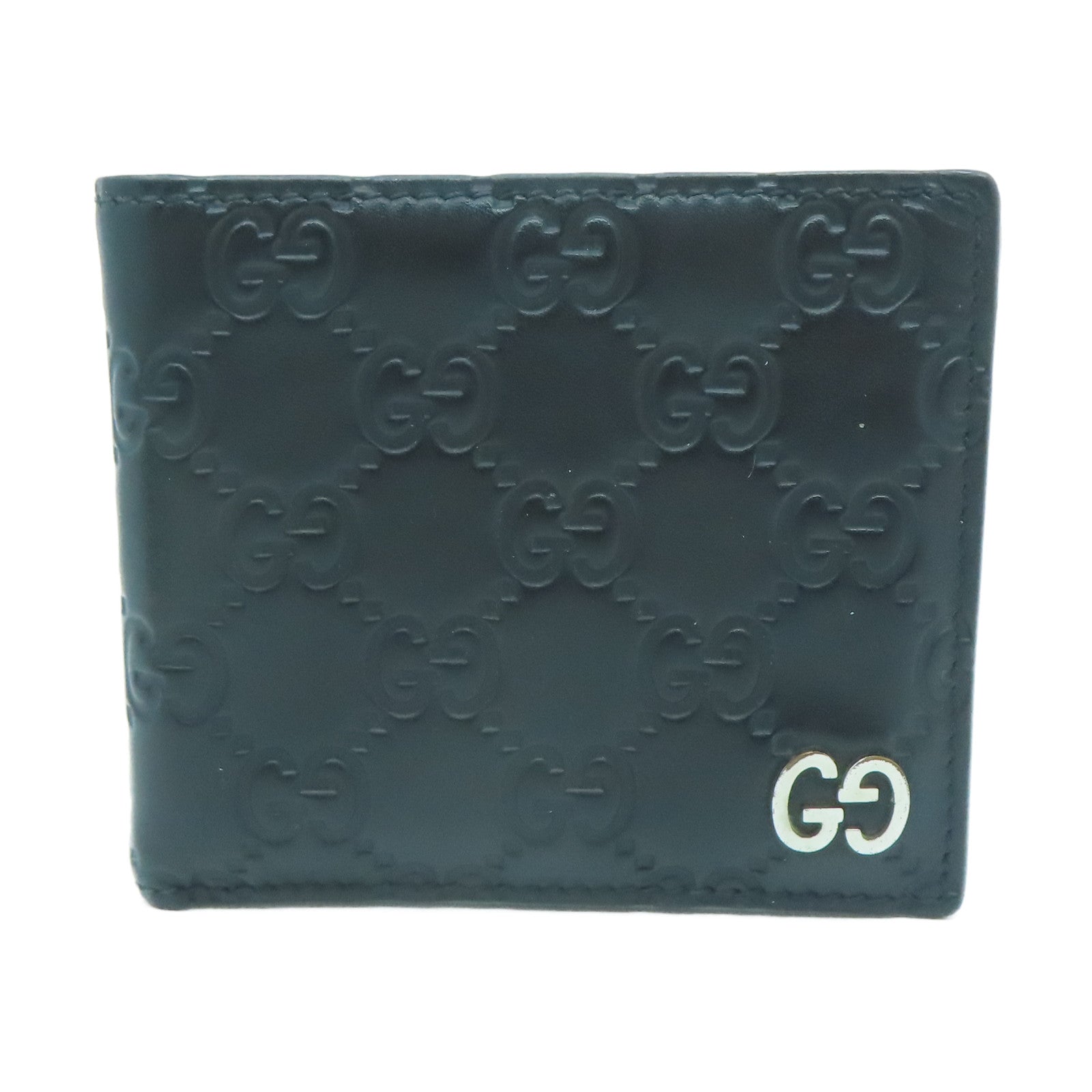 GUCCI 【激減優惠】牛皮皮革Wallet銀扣錢包黑色