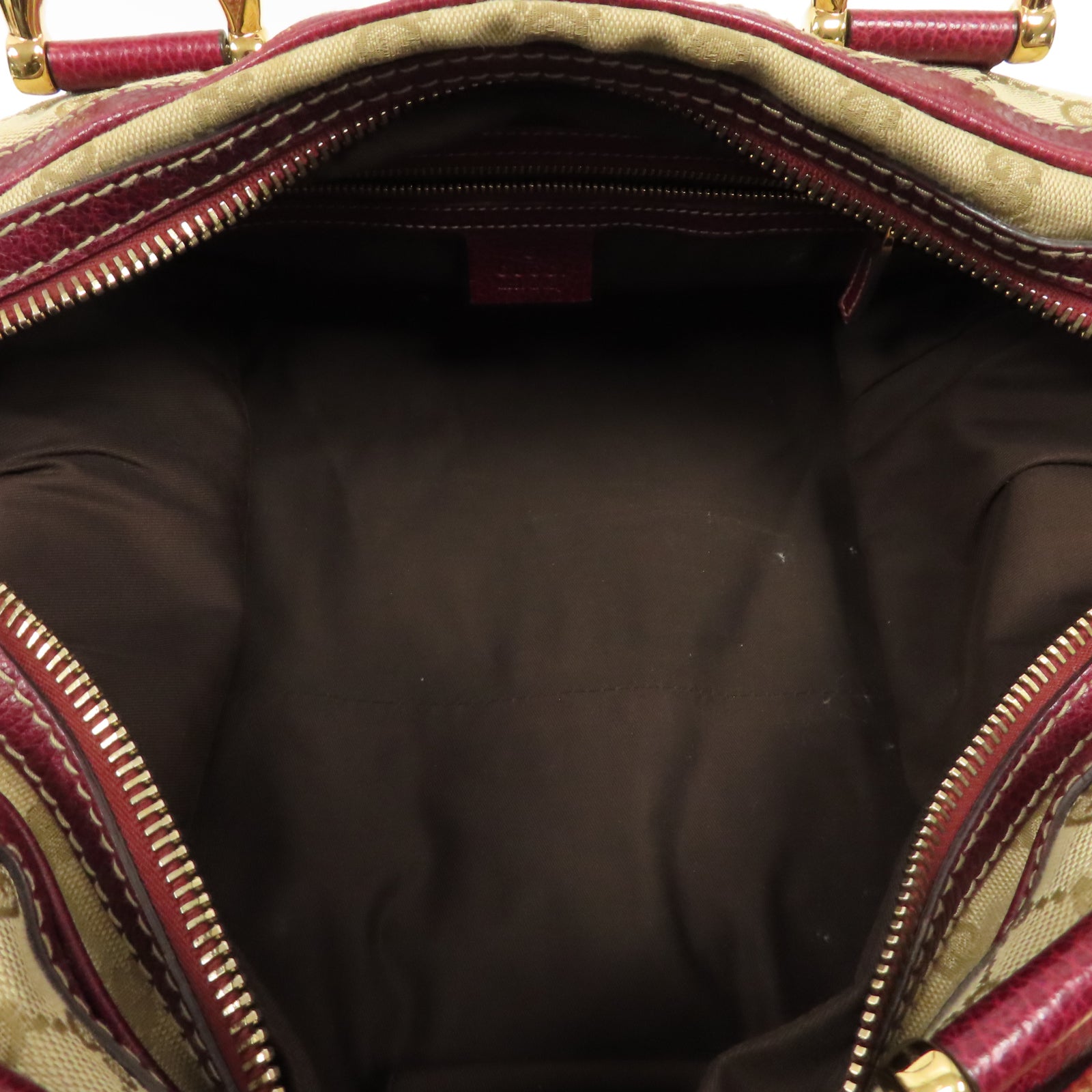 GUCCI 【激減優惠】帆布Hand Bag金扣手挽袋紅色/米色